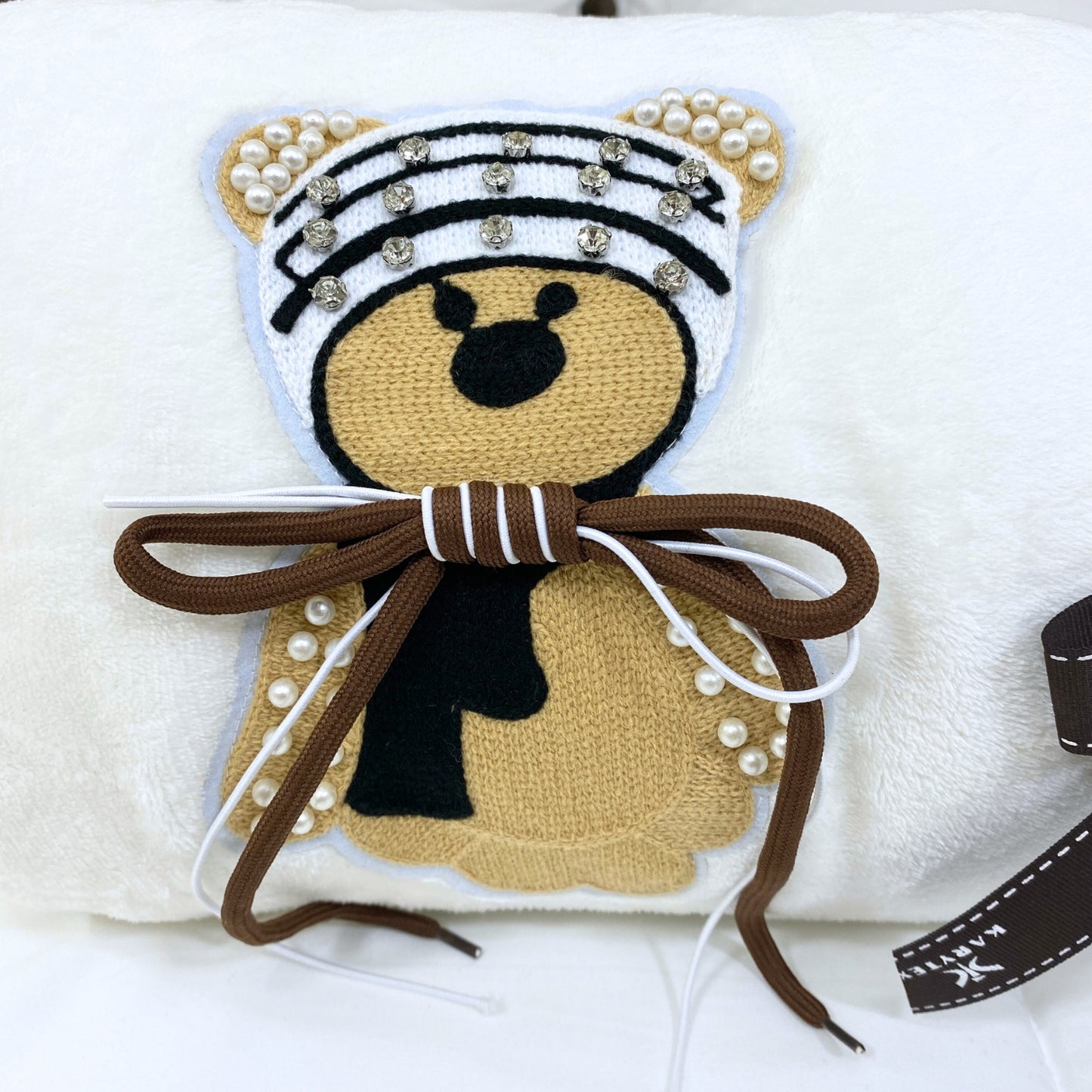 Cobija térmica lisa con estampado de oso gorro