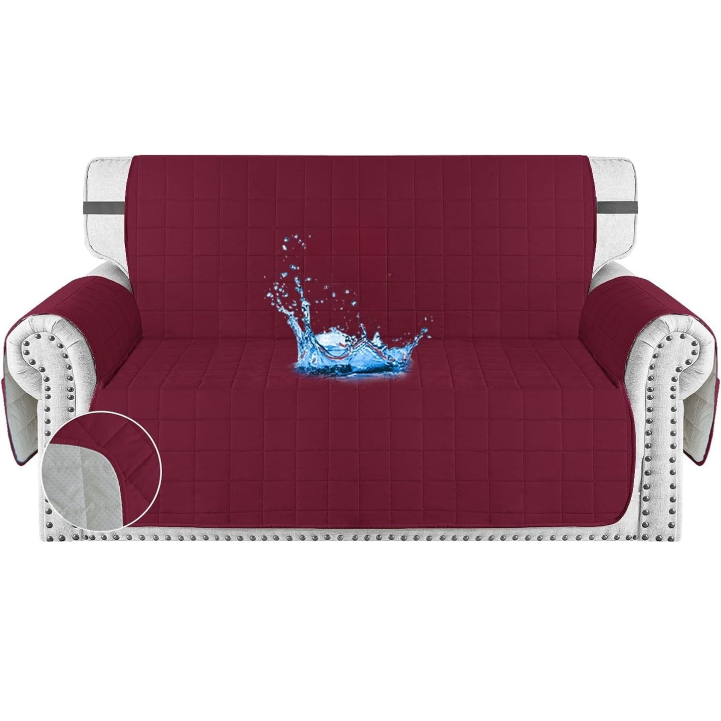 Protector de sofá acolchado doble faz vino tinto-gris