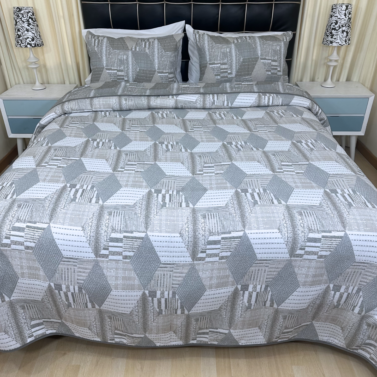 Sobrecama diva rombo taupe