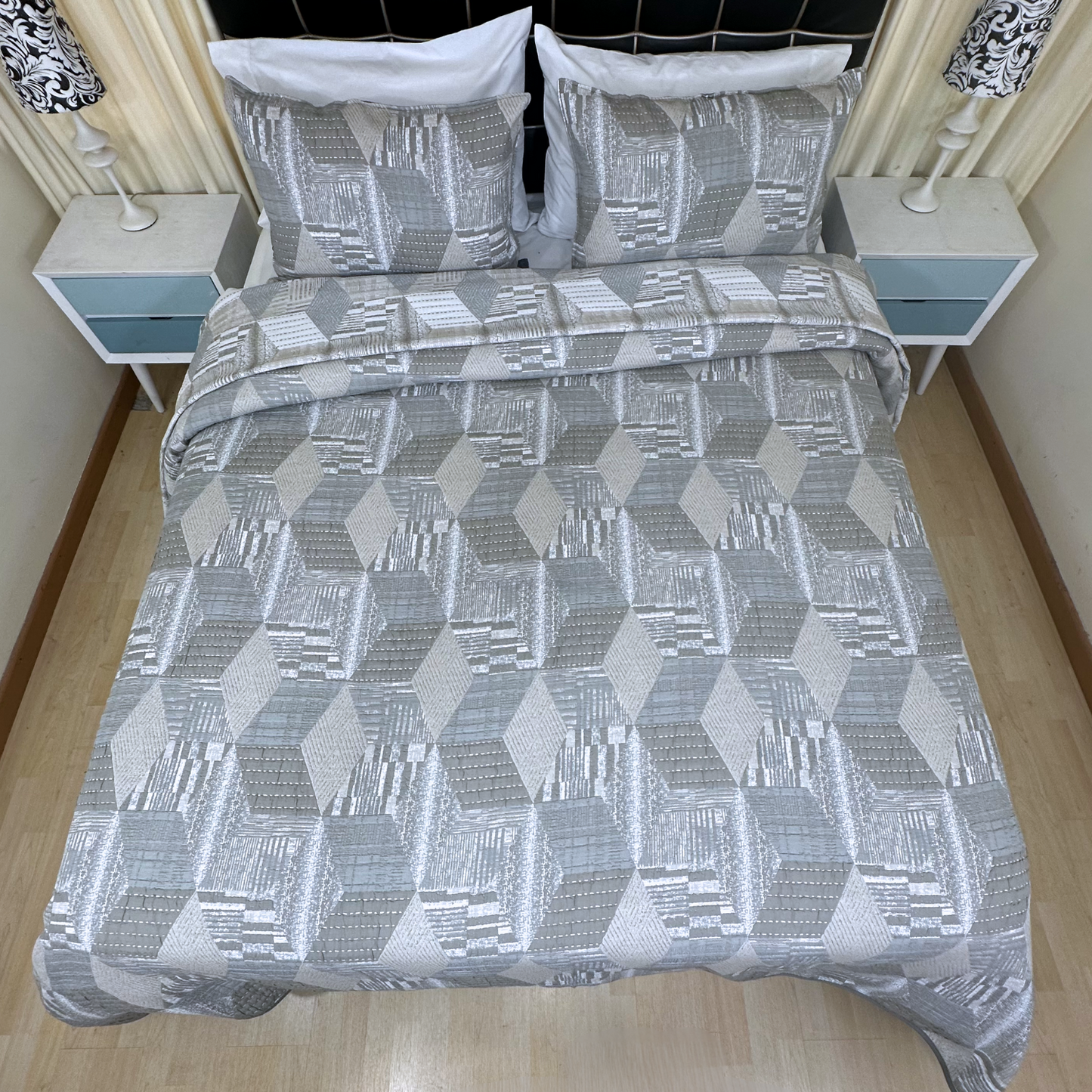 Sobrecama diva rombo taupe