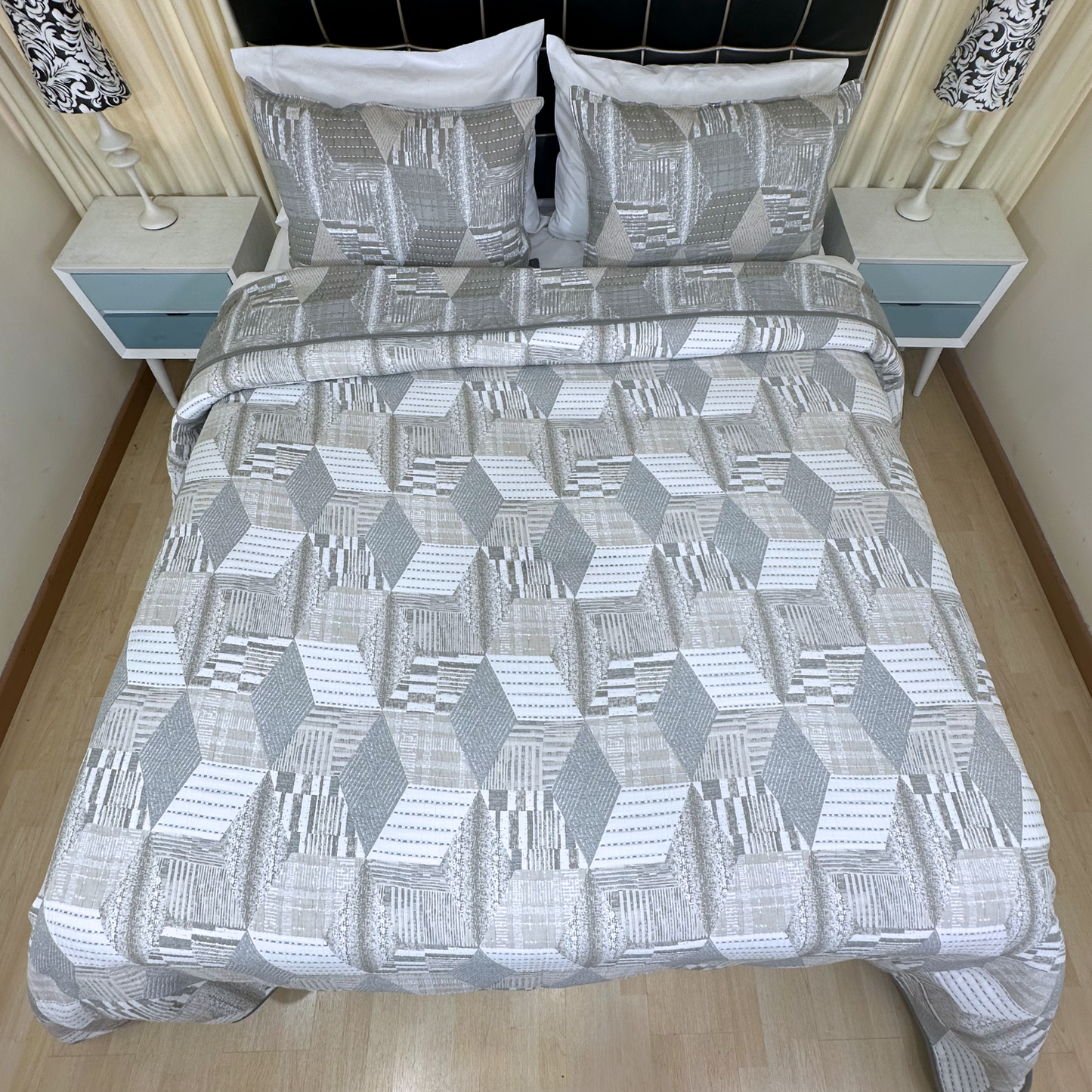 Sobrecama diva rombo taupe