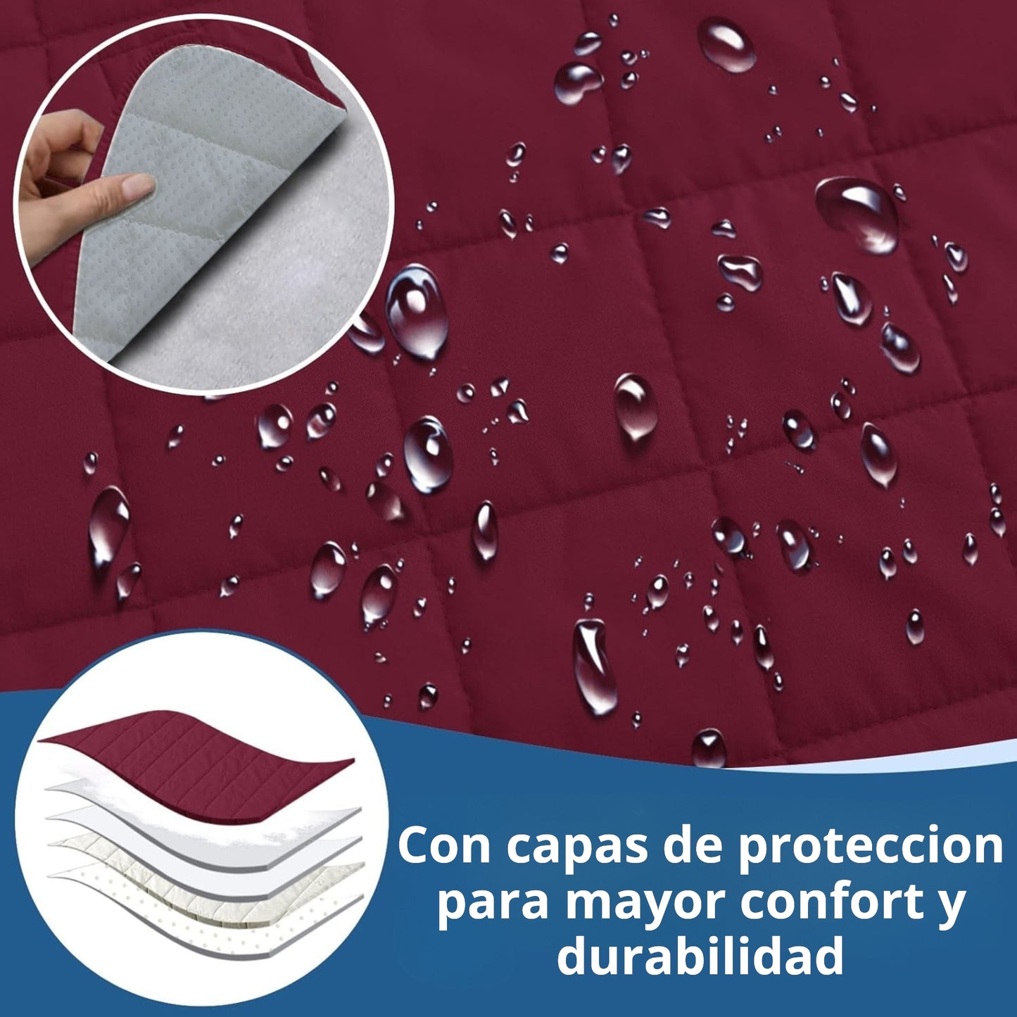 Protector de sofá acolchado doble faz vino tinto-gris