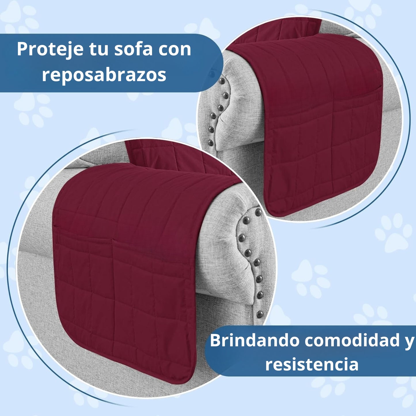 Protector de sofá acolchado doble faz vino tinto-negro