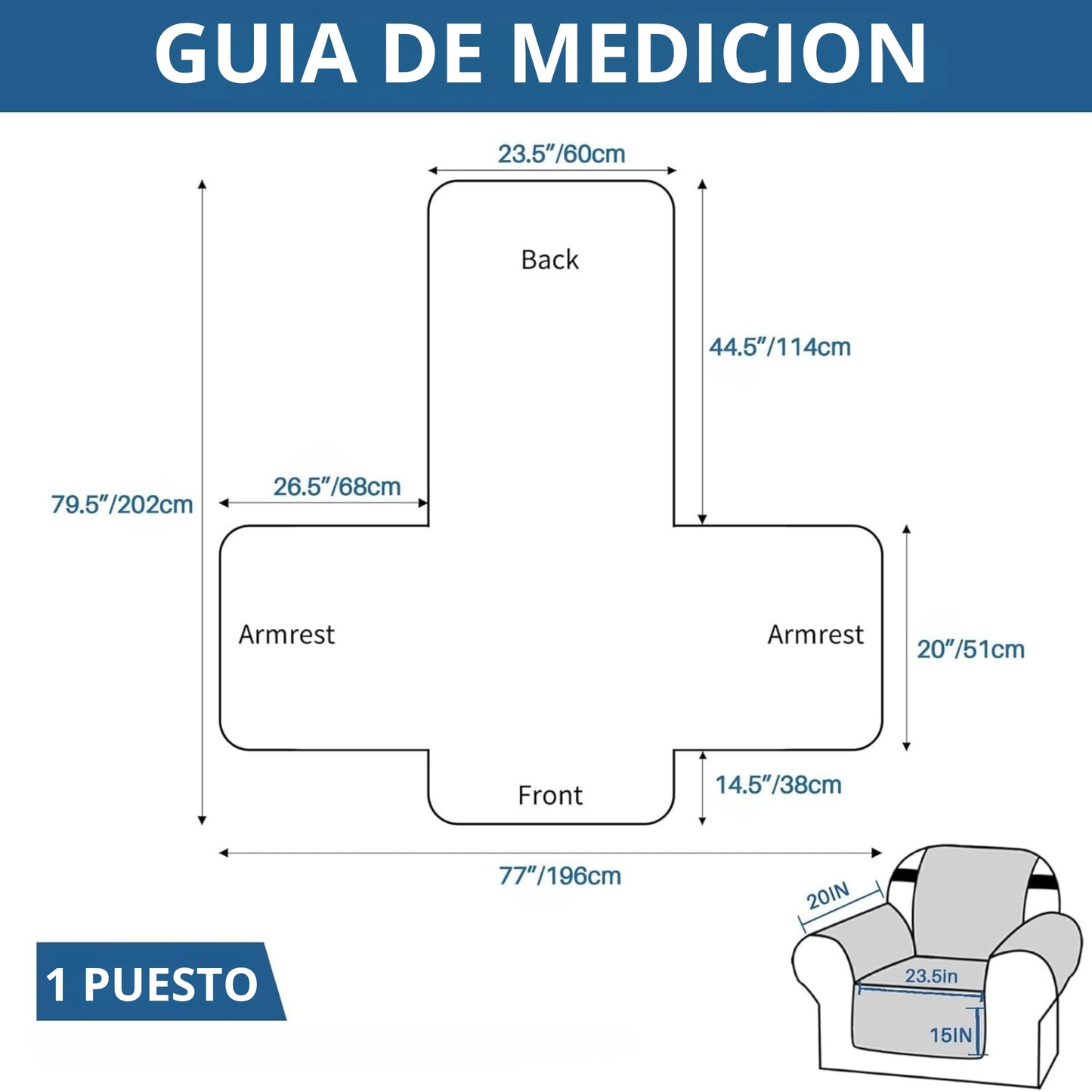 Protector de sofá acolchado doble faz azul-gris