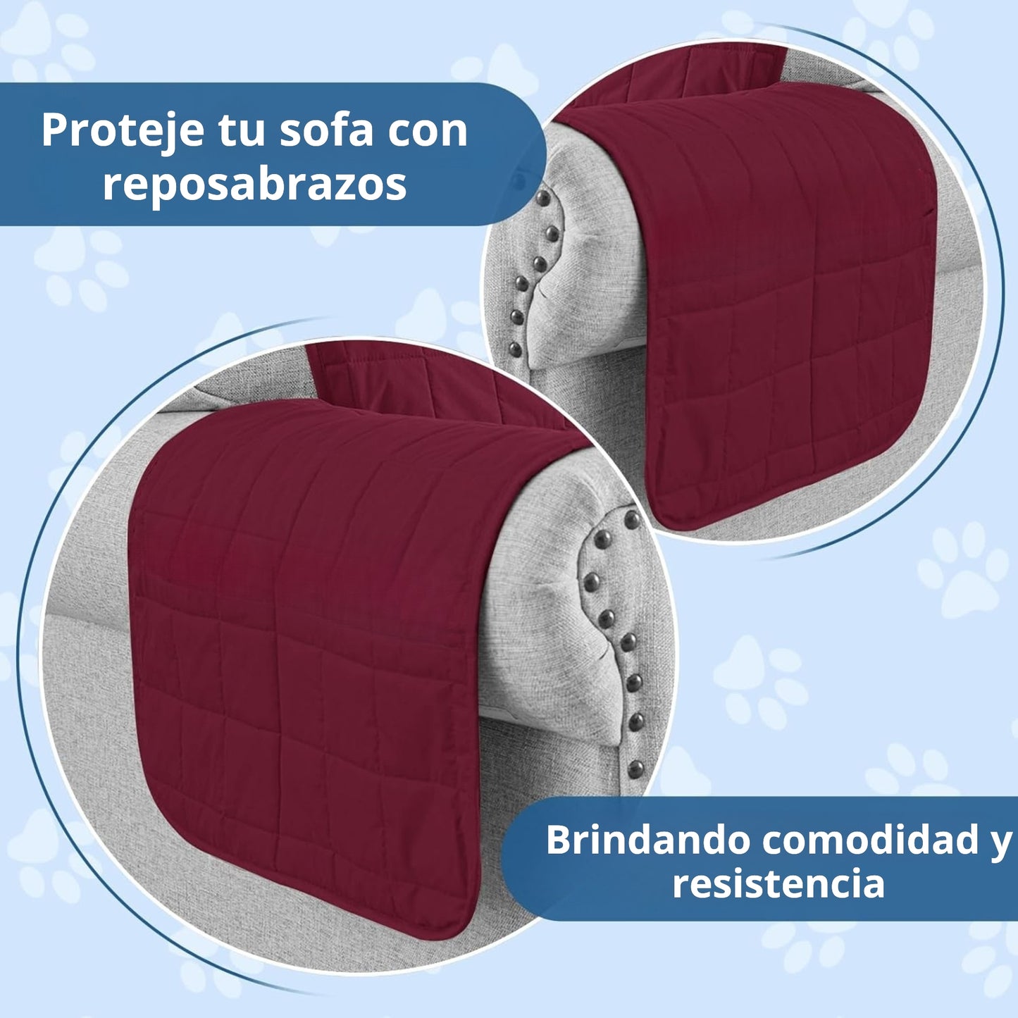 Protector de sofá acolchado doble faz vino tinto-gris