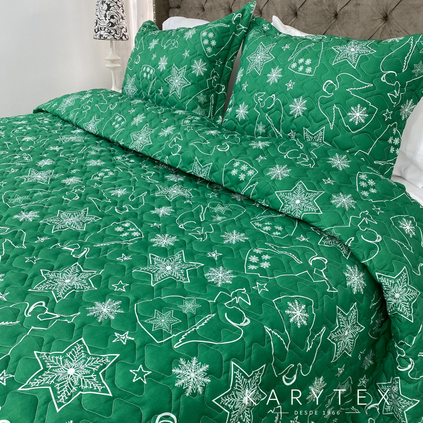 Edredón Navidad ARCANGEL VERDE doble faz con unicolor BLANCO. Incluye funda(s) de almohadones decorativos (Copia) (Copia) (Copia) (Copia)