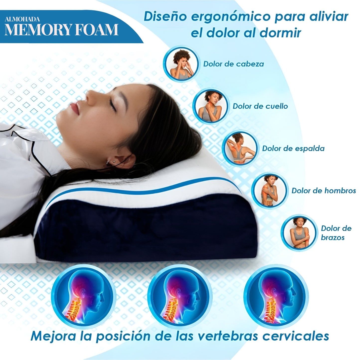 Almohada Memory Foam Ortopédica 35x60cm