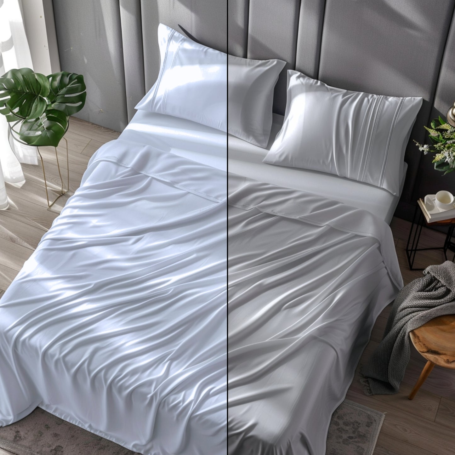 COMBO set juego de sabanas x2 blanco y gris