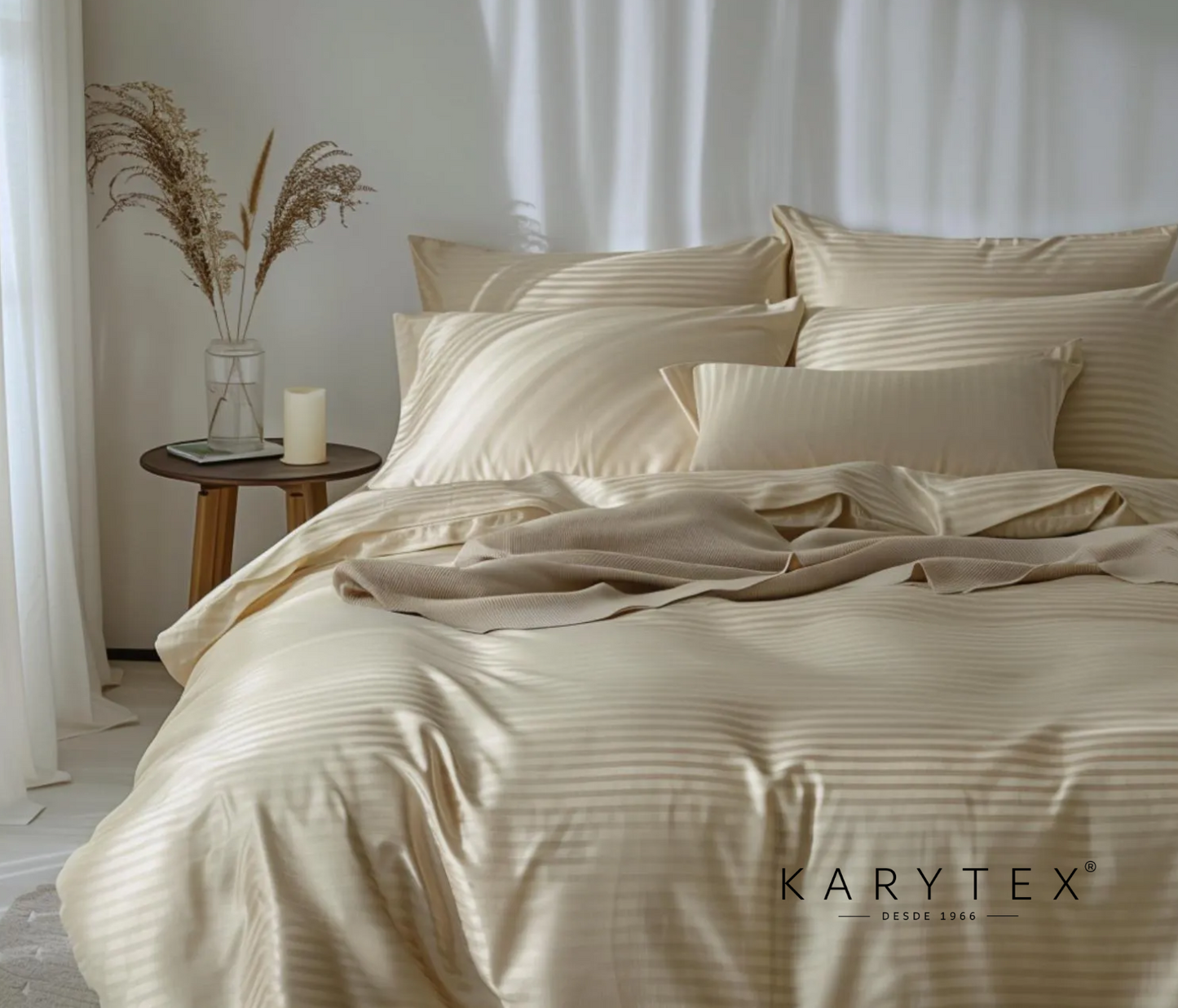 Funda duvet sateen rayas color camel 235 hilos Mindy