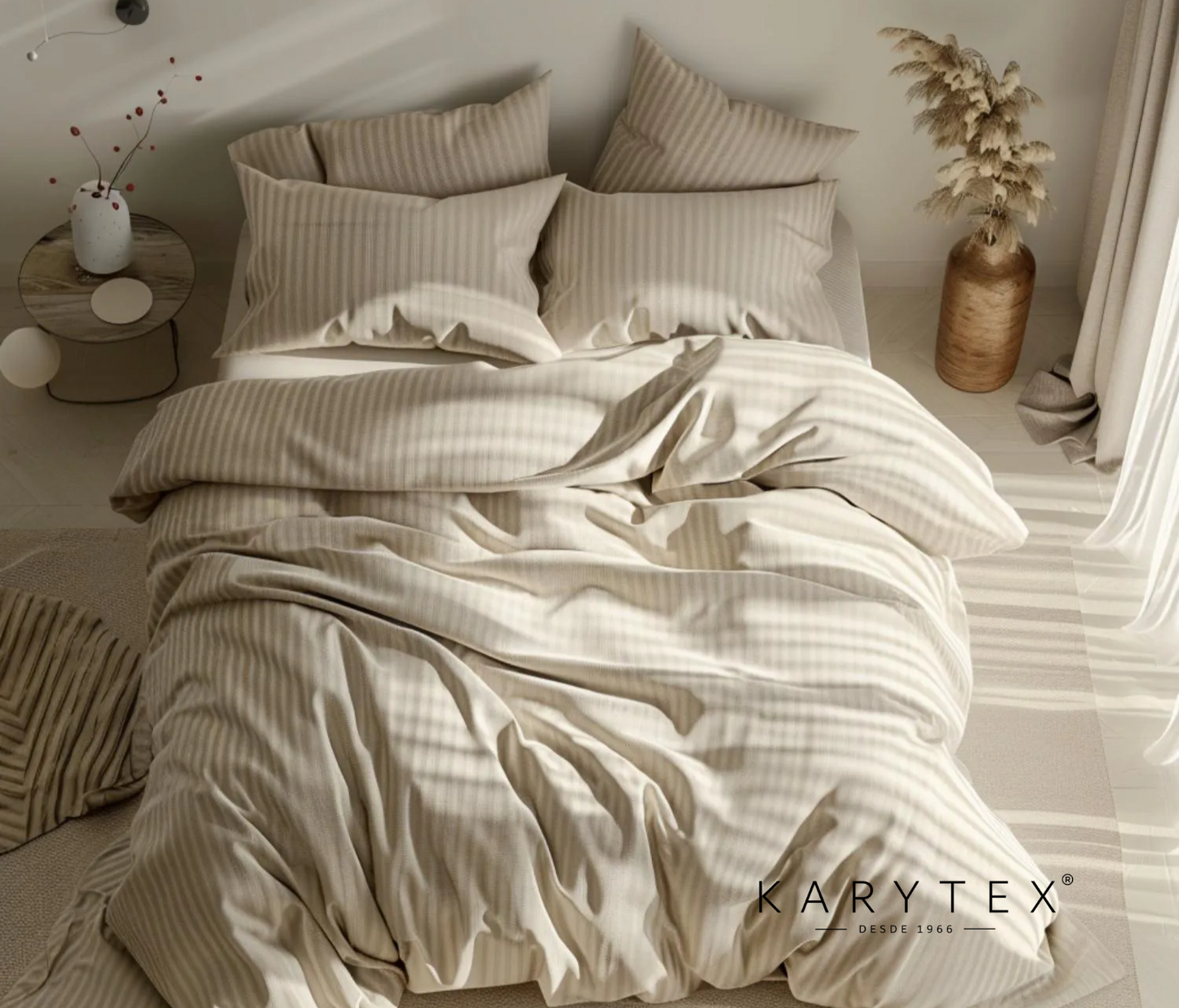 Funda duvet sateen rayas color camel 235 hilos Mindy