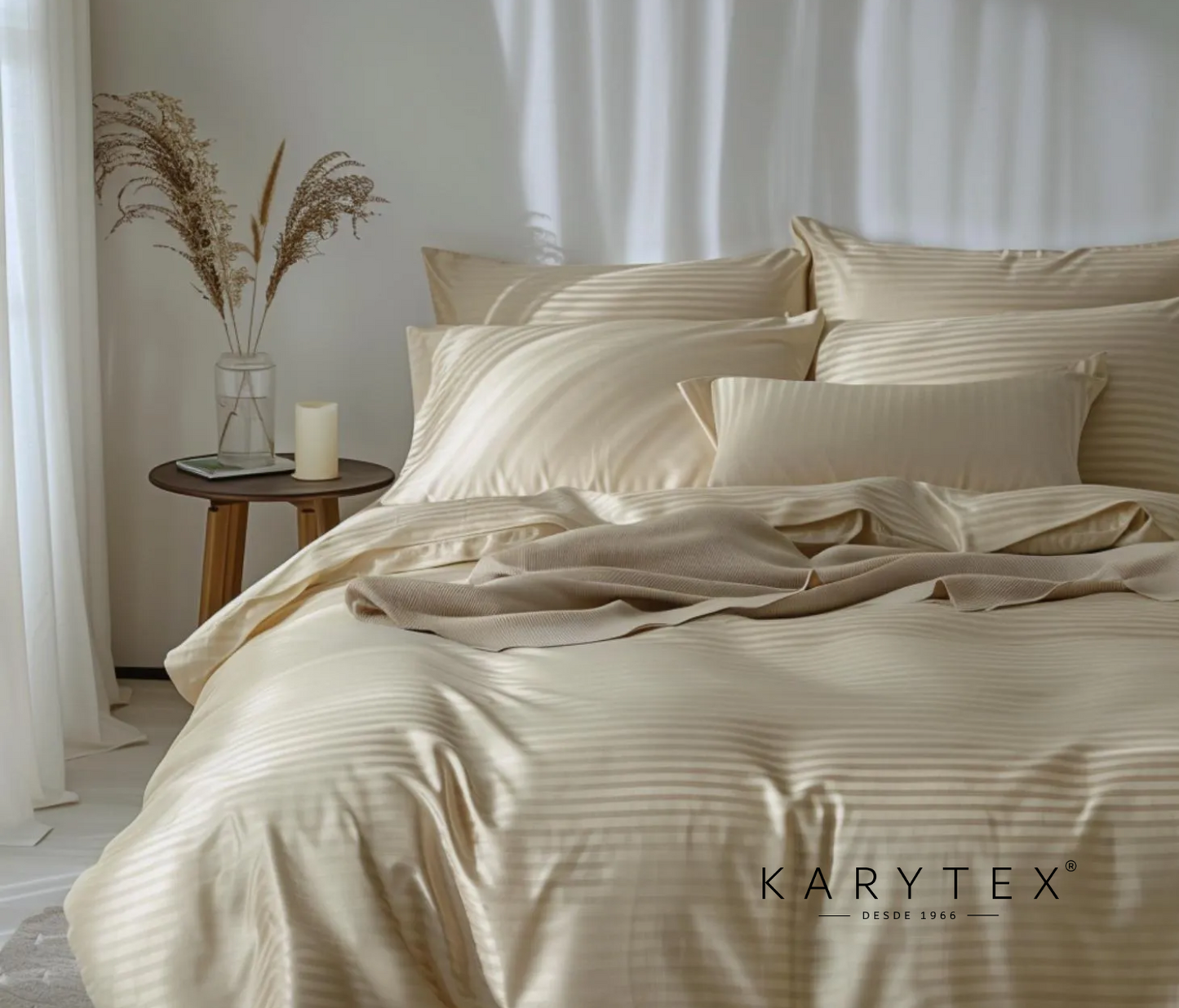 Funda duvet sateen rayas color camel 235 hilos Mindy