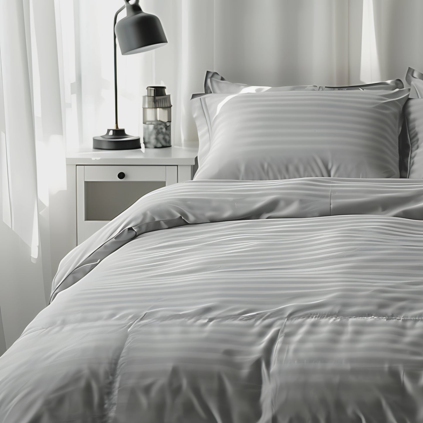Funda Duvet Sateen Rayas Color Gris plata 125 Gramos Mindy