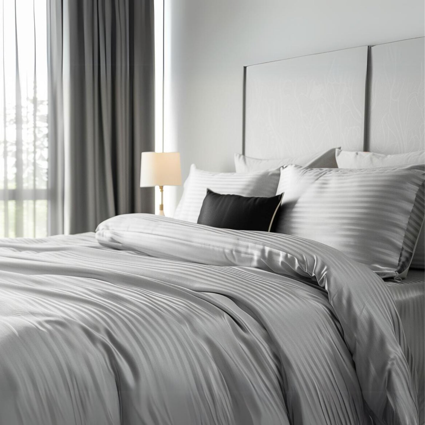 Funda Duvet Sateen Rayas Color Gris plata 125 Gramos Mindy