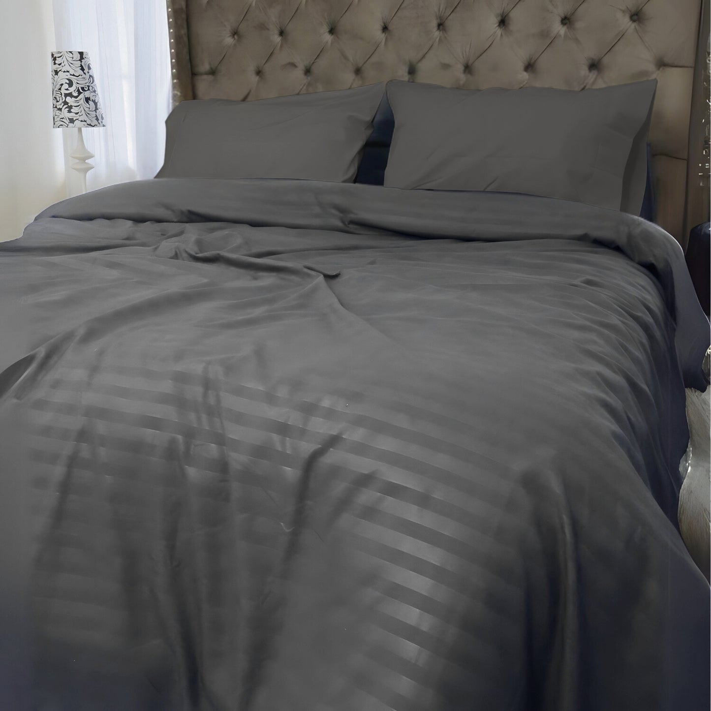 Funda Duvet Sateen Rayas Color Gris oscuro 125 Gramos Mindy