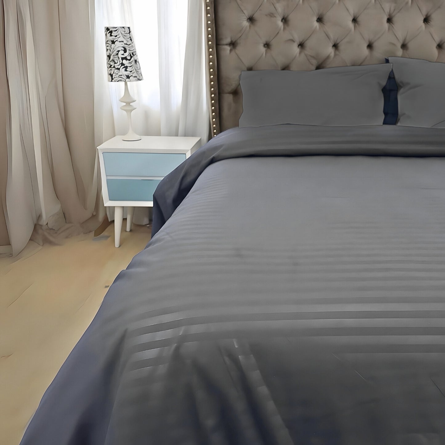 Funda Duvet Sateen Rayas Color Gris oscuro 125 Gramos Mindy