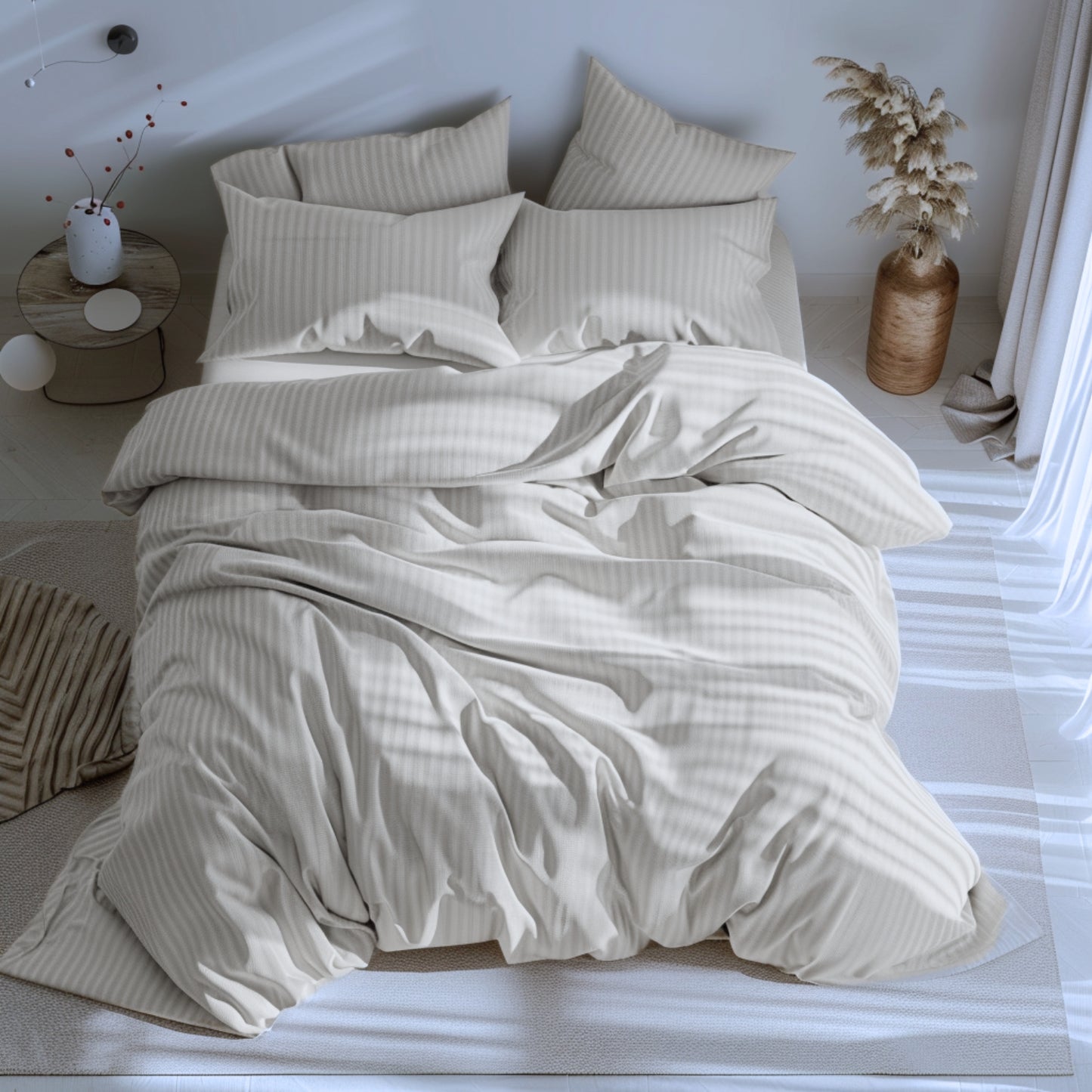 Funda duvet sateen rayas color Hueso 125 gramos Mindy