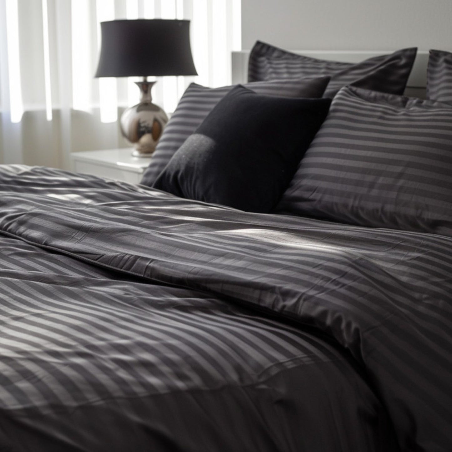 Funda duvet sateen rayas color Negro 125 gramos Mindy