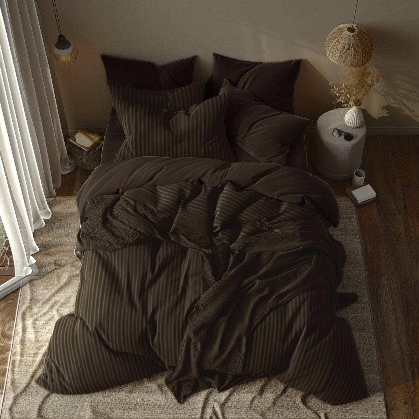 Funda Duvet A Rayas Color Café