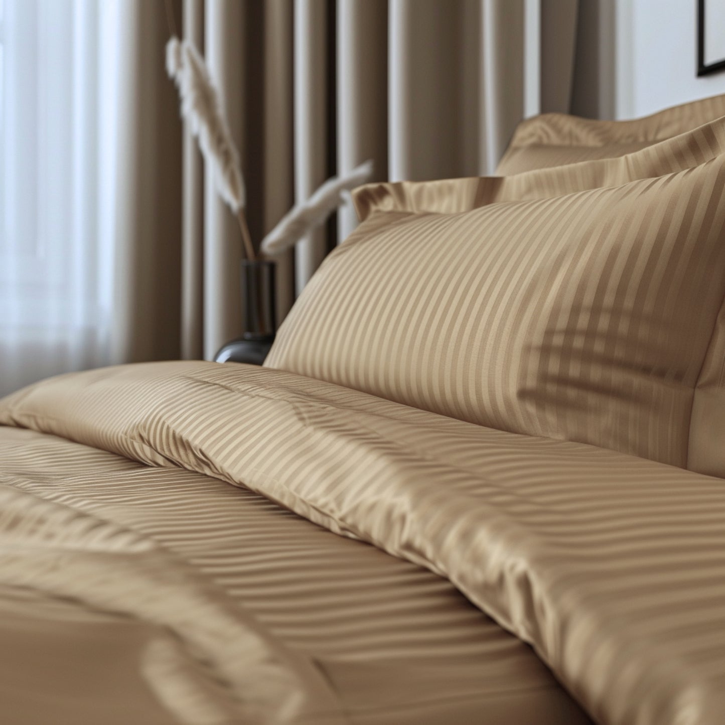 Funda duvet a rayas color Camel