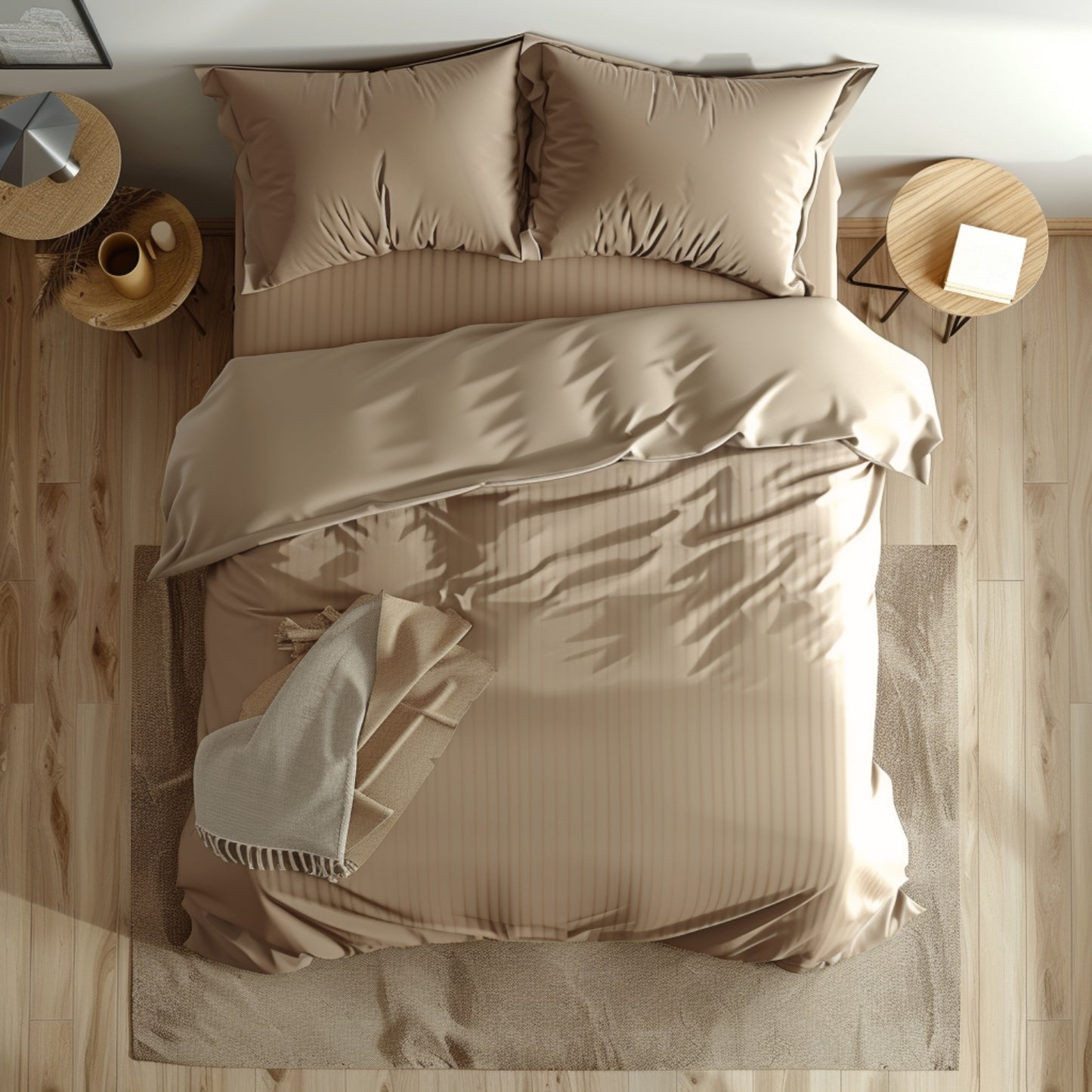 Funda duvet a rayas color Camel
