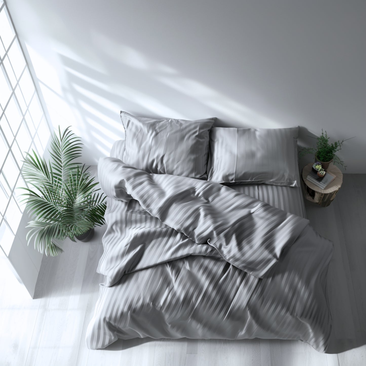 Funda duvet a rayas color Gris
