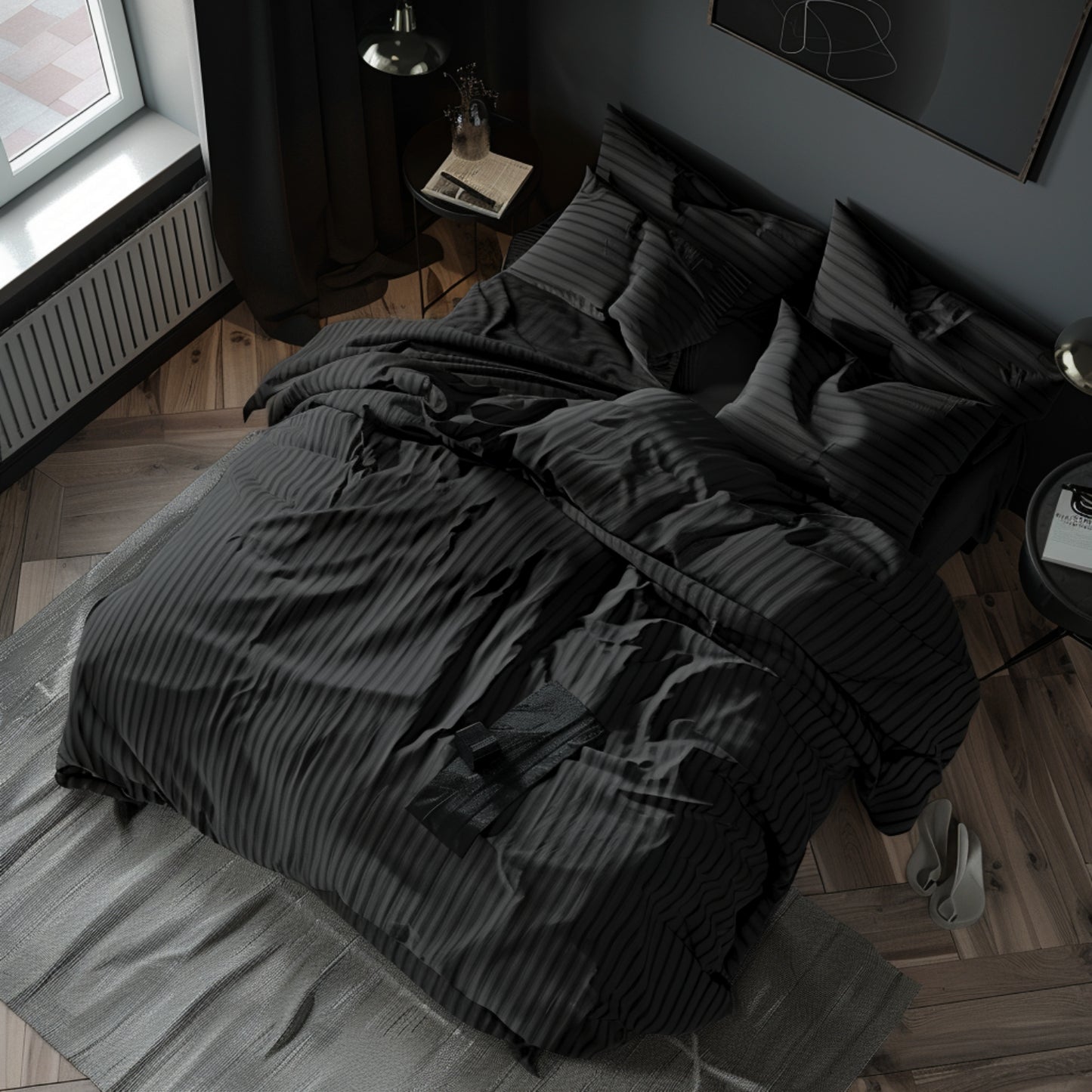 Funda duvet a rayas color Negro