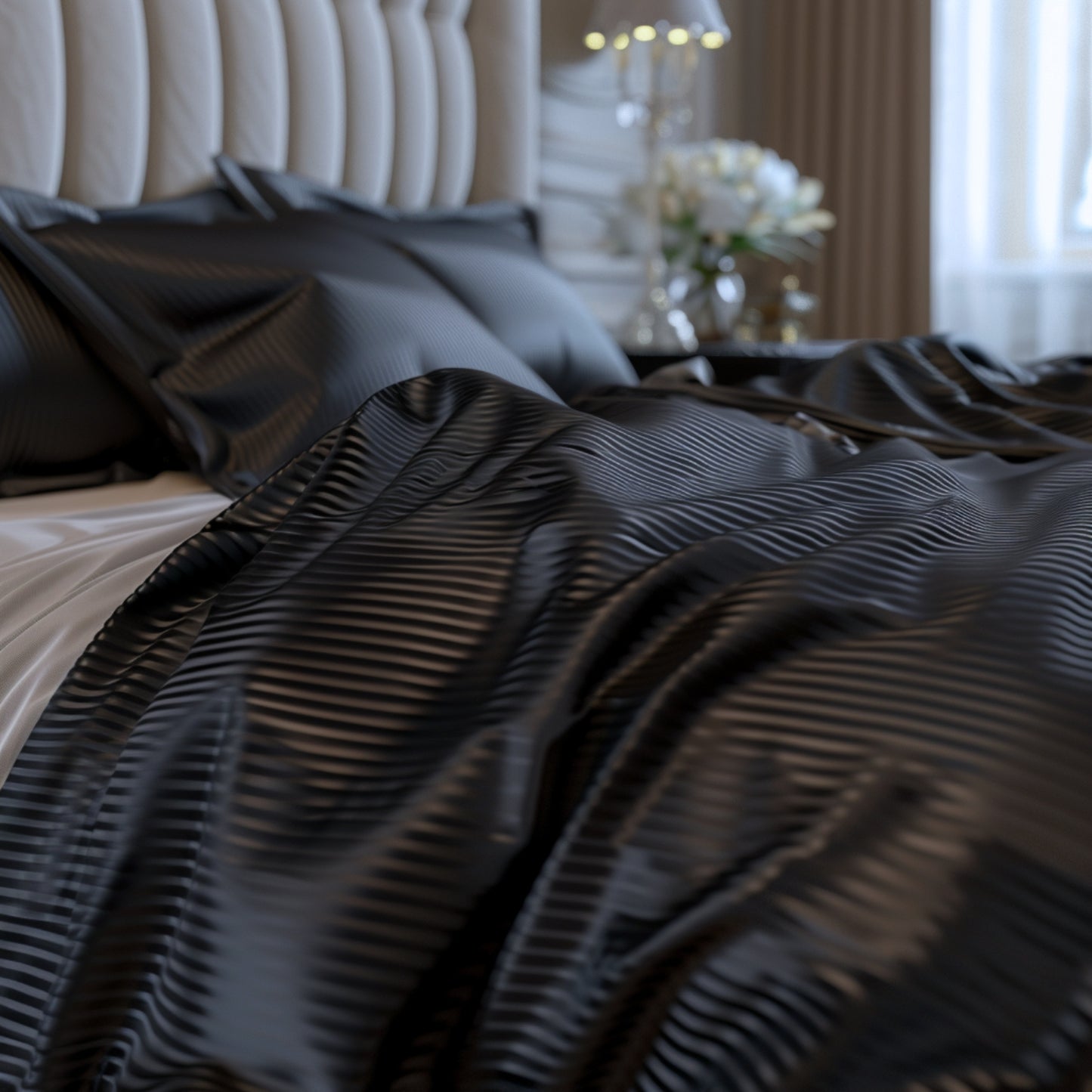 Funda duvet a rayas color Negro