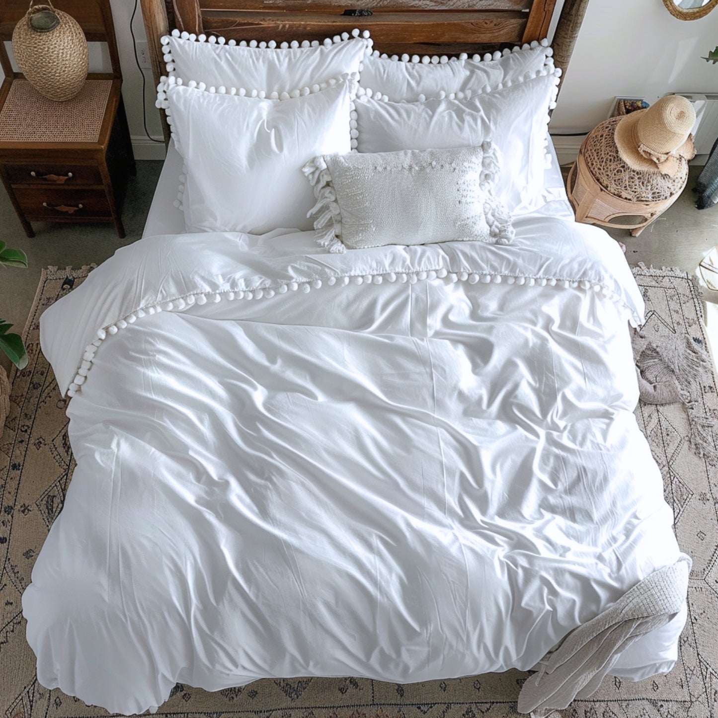 Funda duvet liso color Blanco - Borlas Blancas
