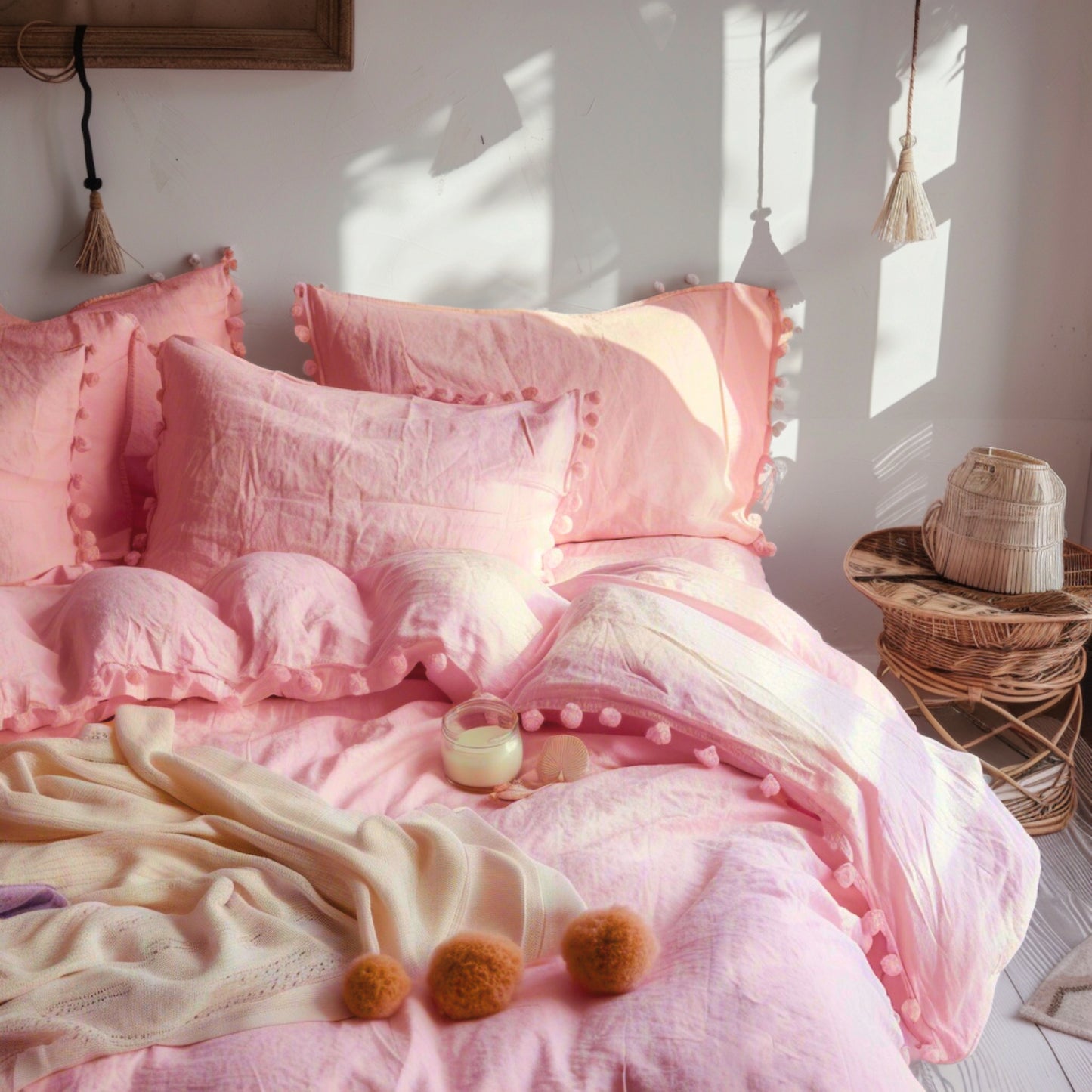 Funda duvet liso color Rosa - Borlas Rosas