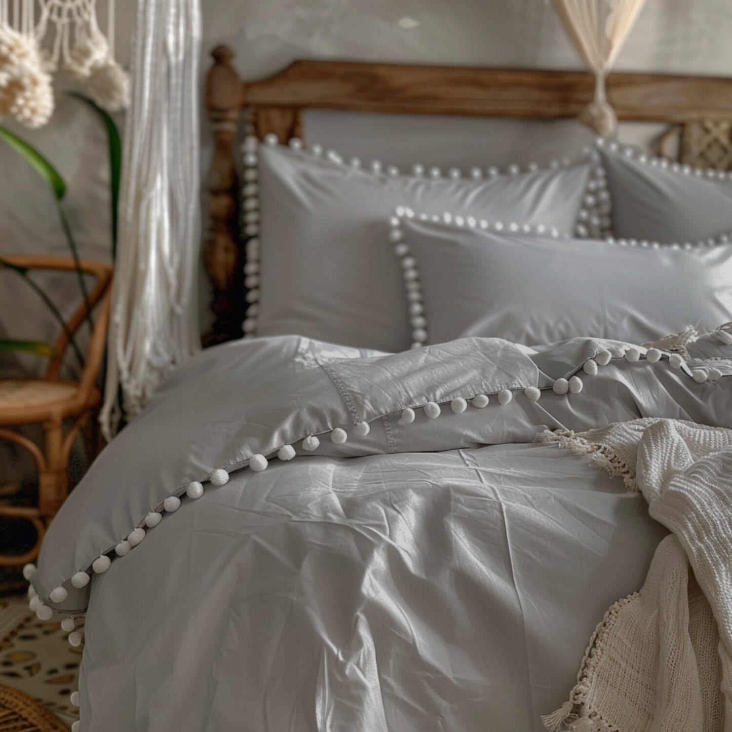 Funda duvet liso color Gris oscuro - Borlas Blancas