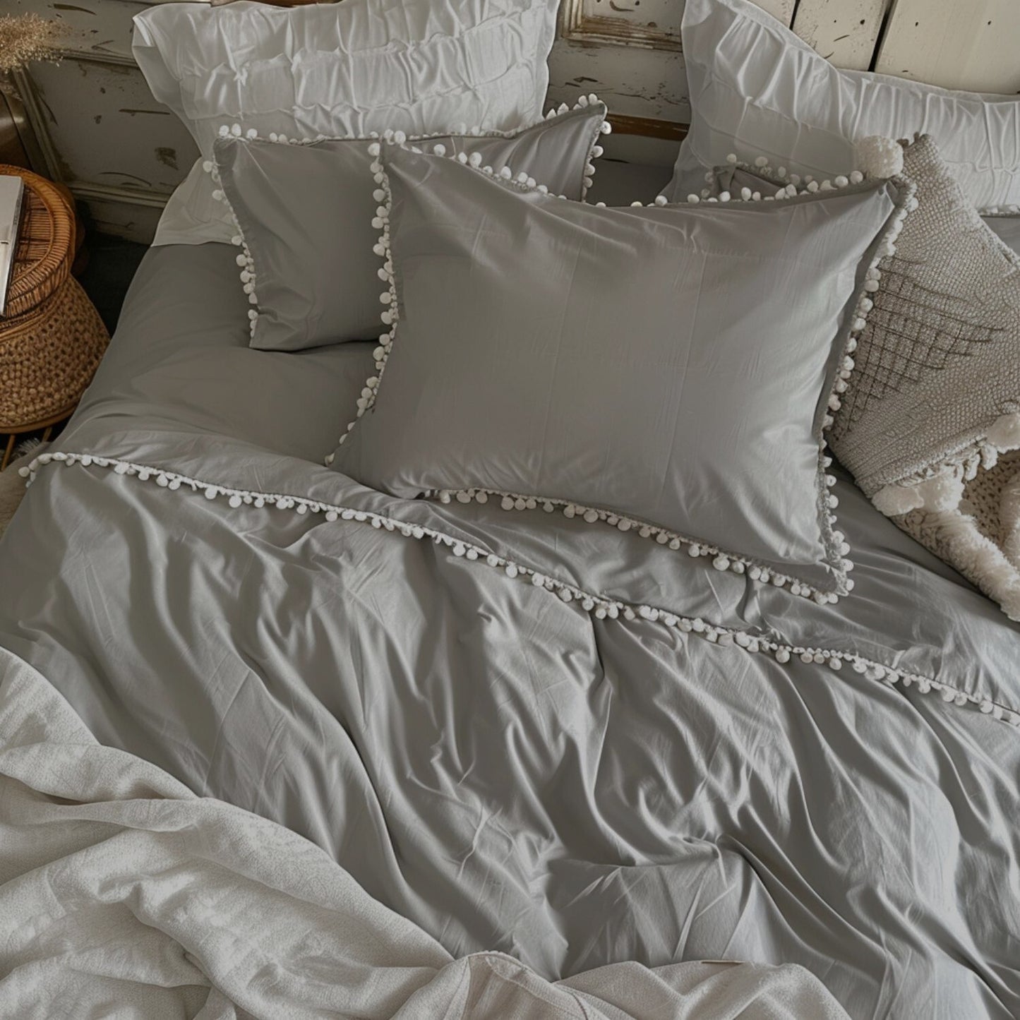 Funda duvet liso color Gris oscuro - Borlas Blancas