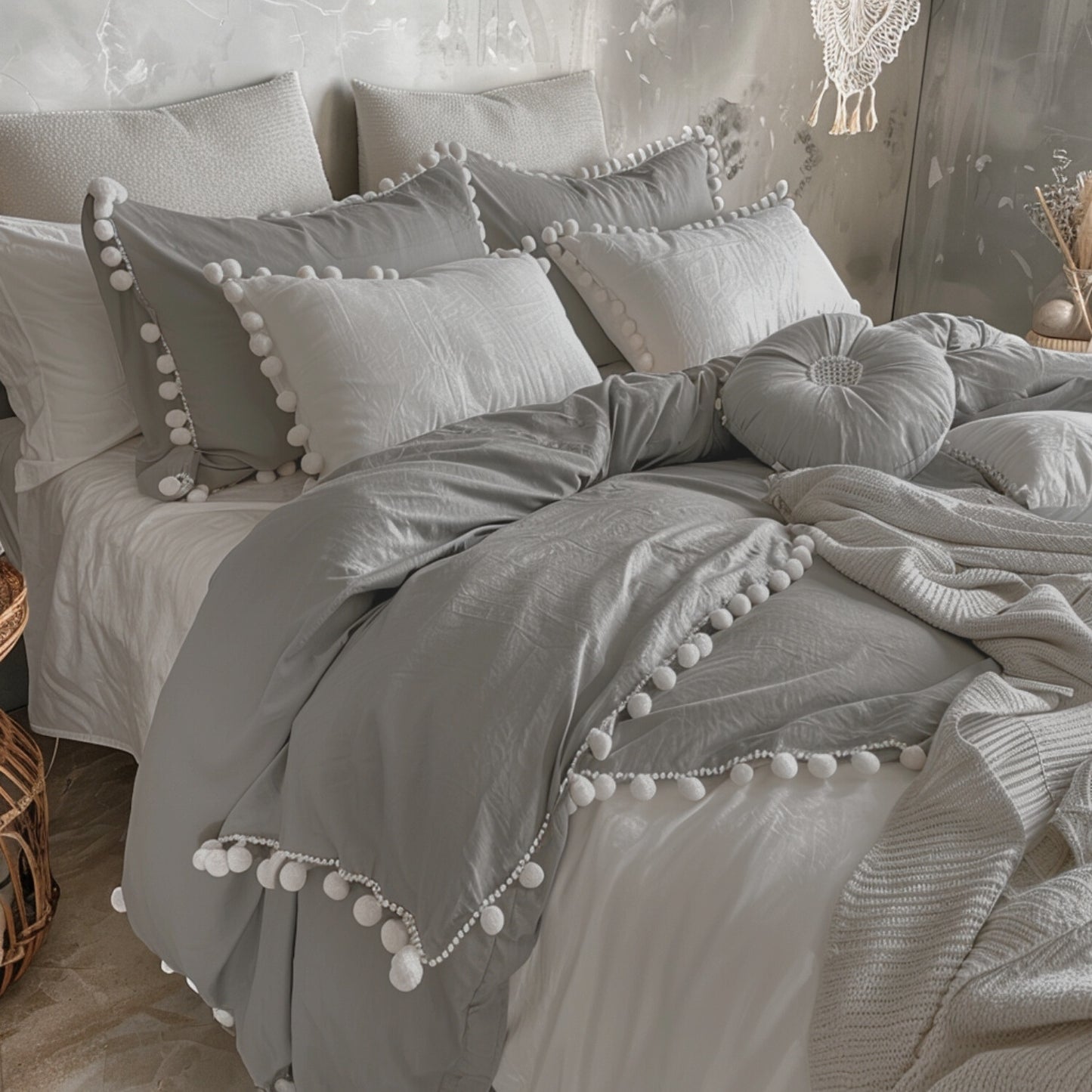 Funda duvet liso color Gris oscuro - Borlas Blancas
