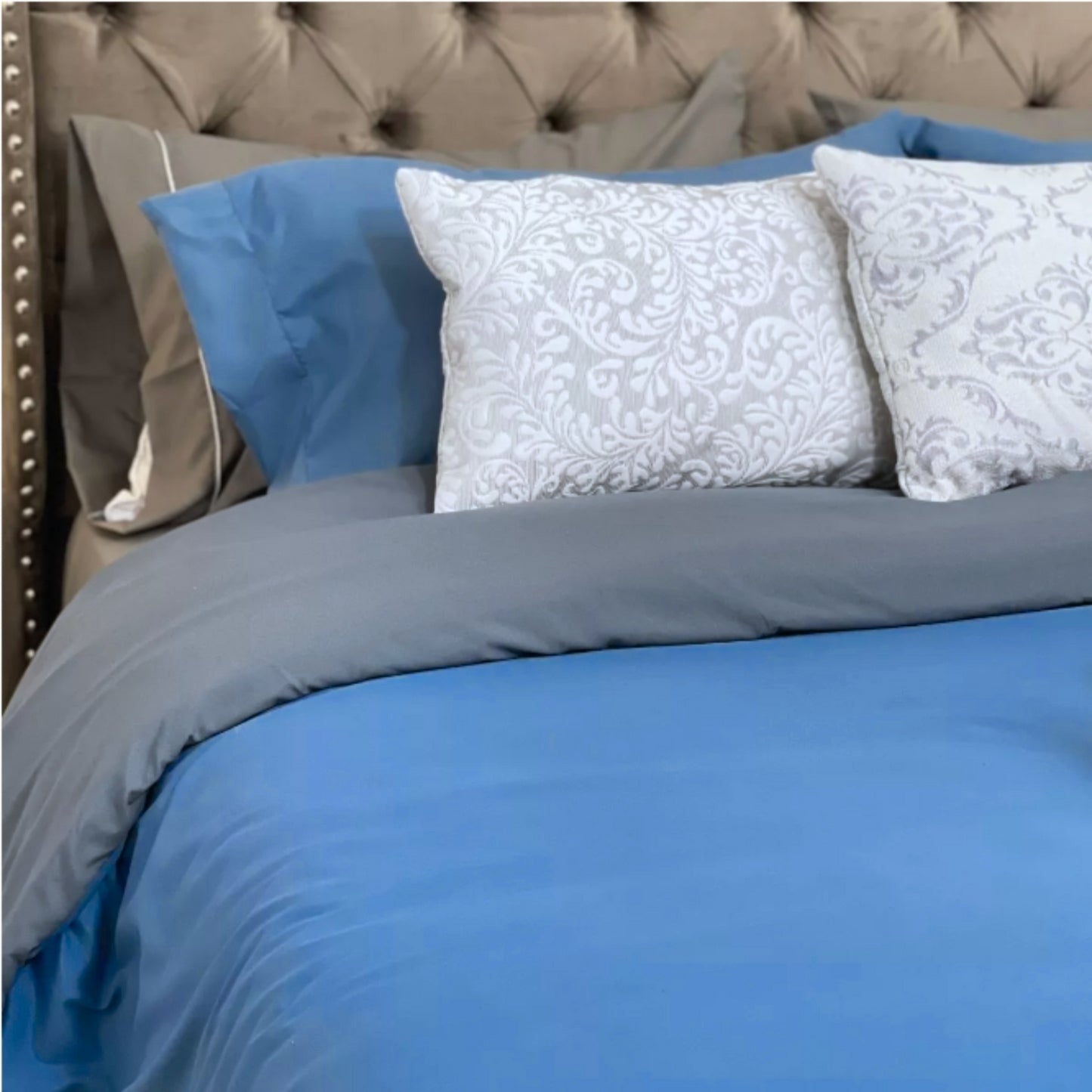 Funda duvet unicolor doble faz Navy-Gris