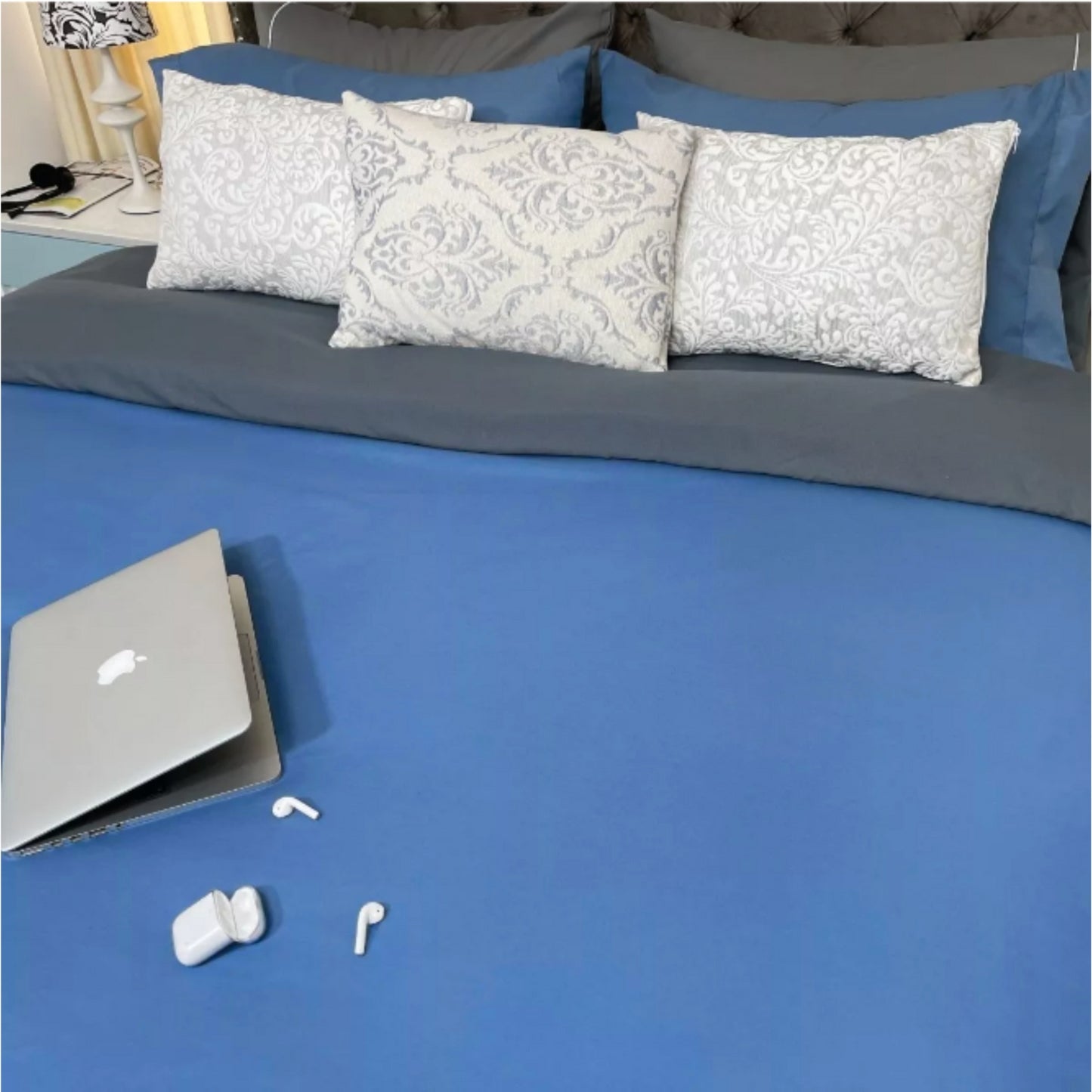 Funda duvet unicolor doble faz Navy-Gris