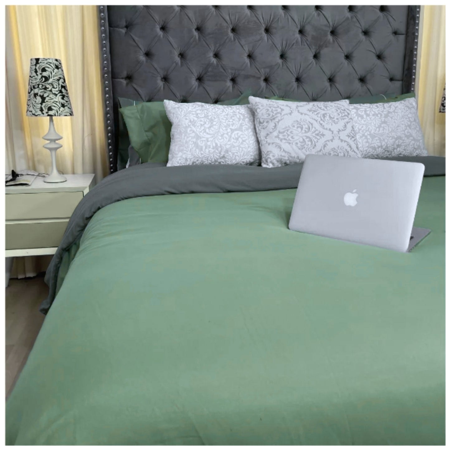 Funda duvet unicolor doble faz Verde-Gris