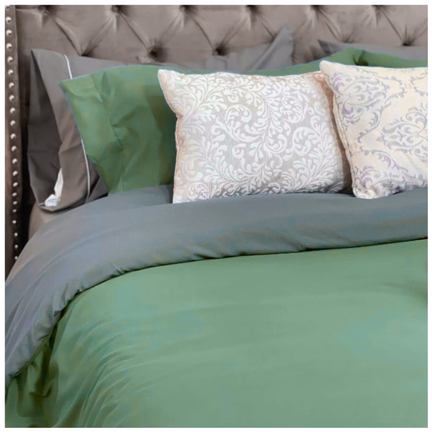 Funda duvet unicolor doble faz Verde-Gris