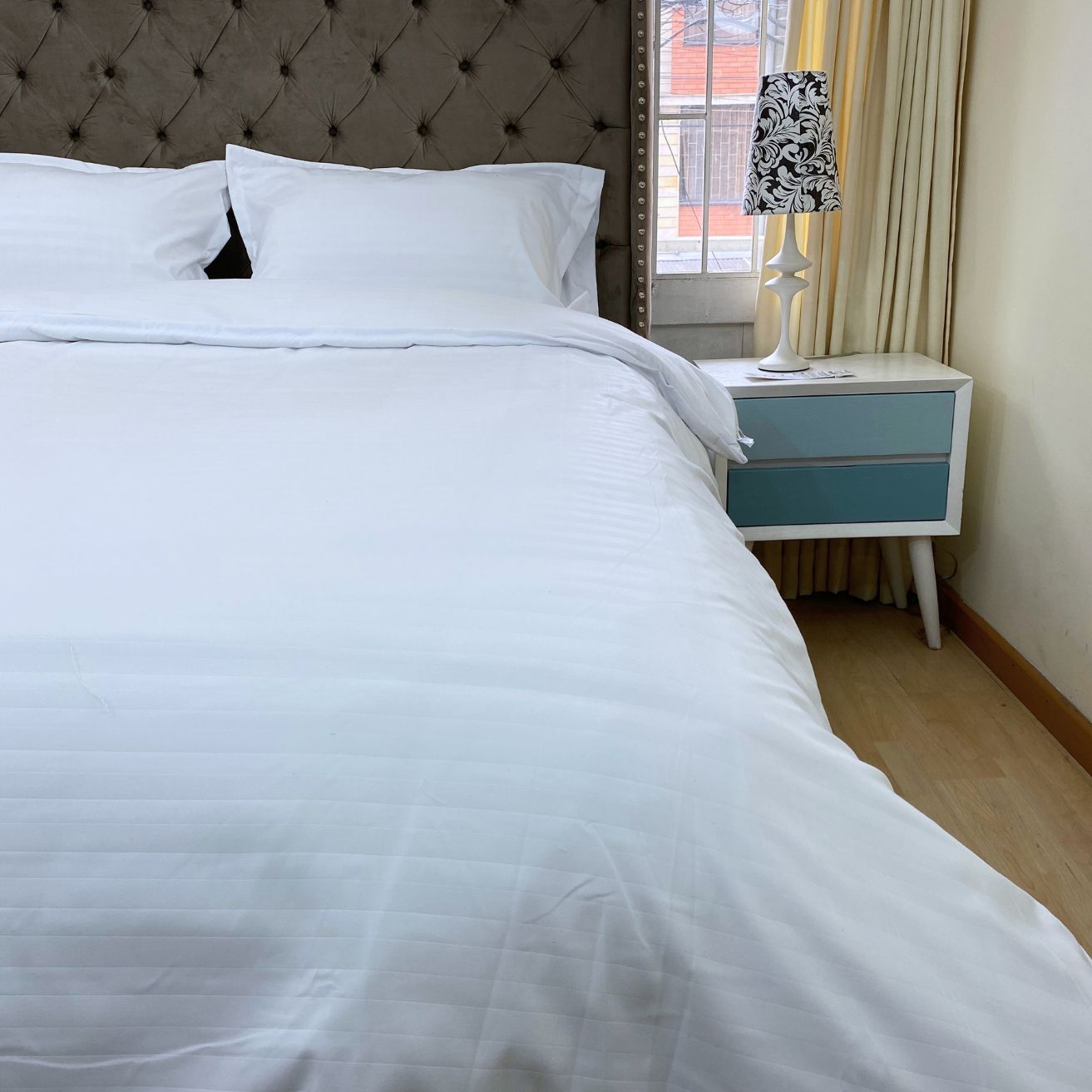 Funda duvet sateen rayas color blanco 235 hilos Mindy