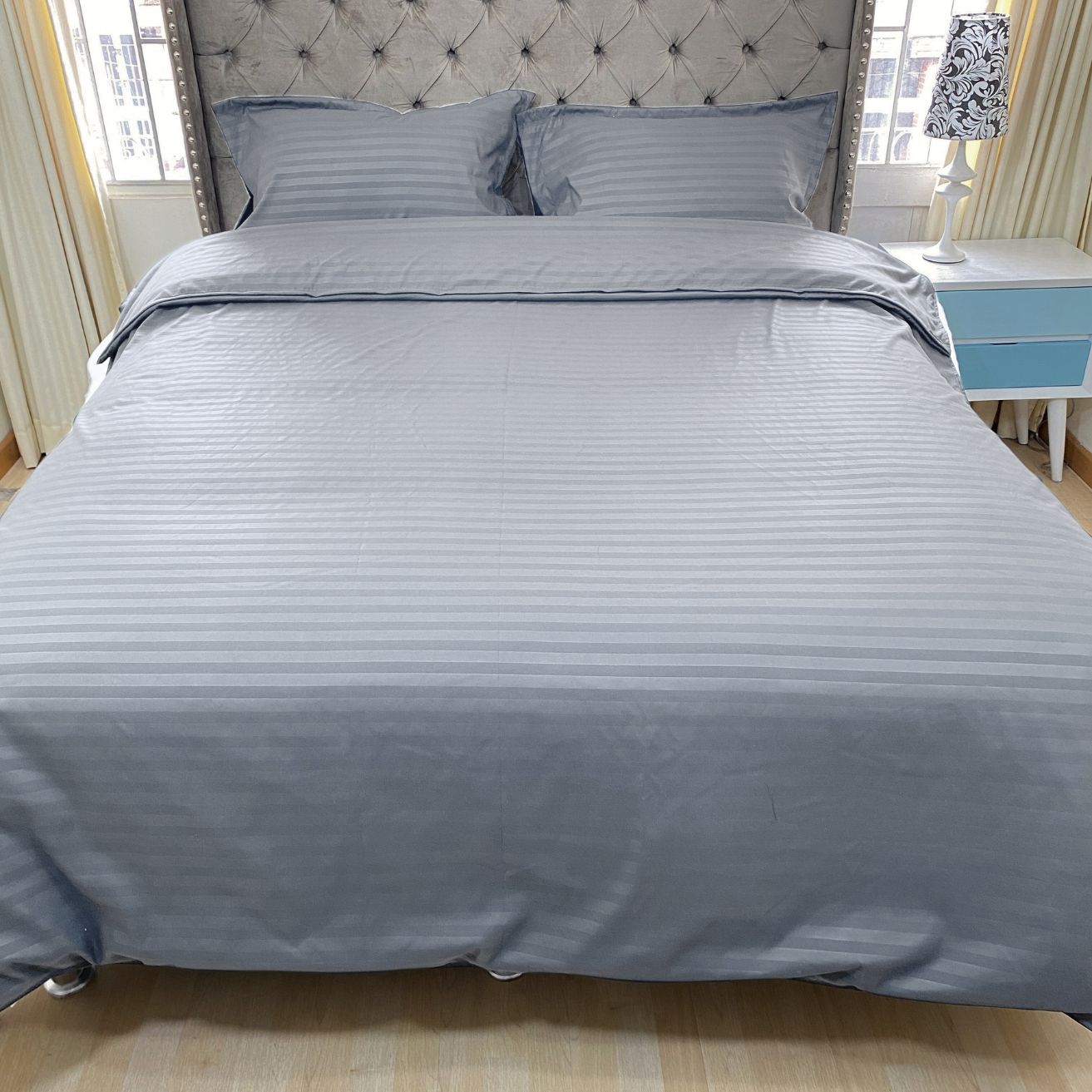 Funda duvet sateen rayas color gris 235 gramos Mindy