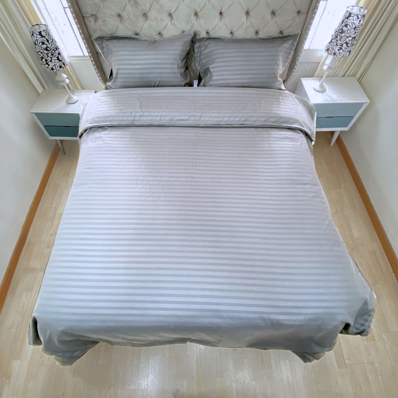 Funda duvet sateen rayas color gris 235 gramos Mindy
