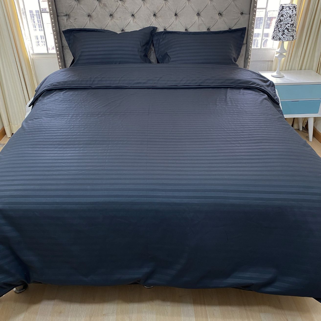 Funda duvet sateen rayas color negro 235 gramos Mindy