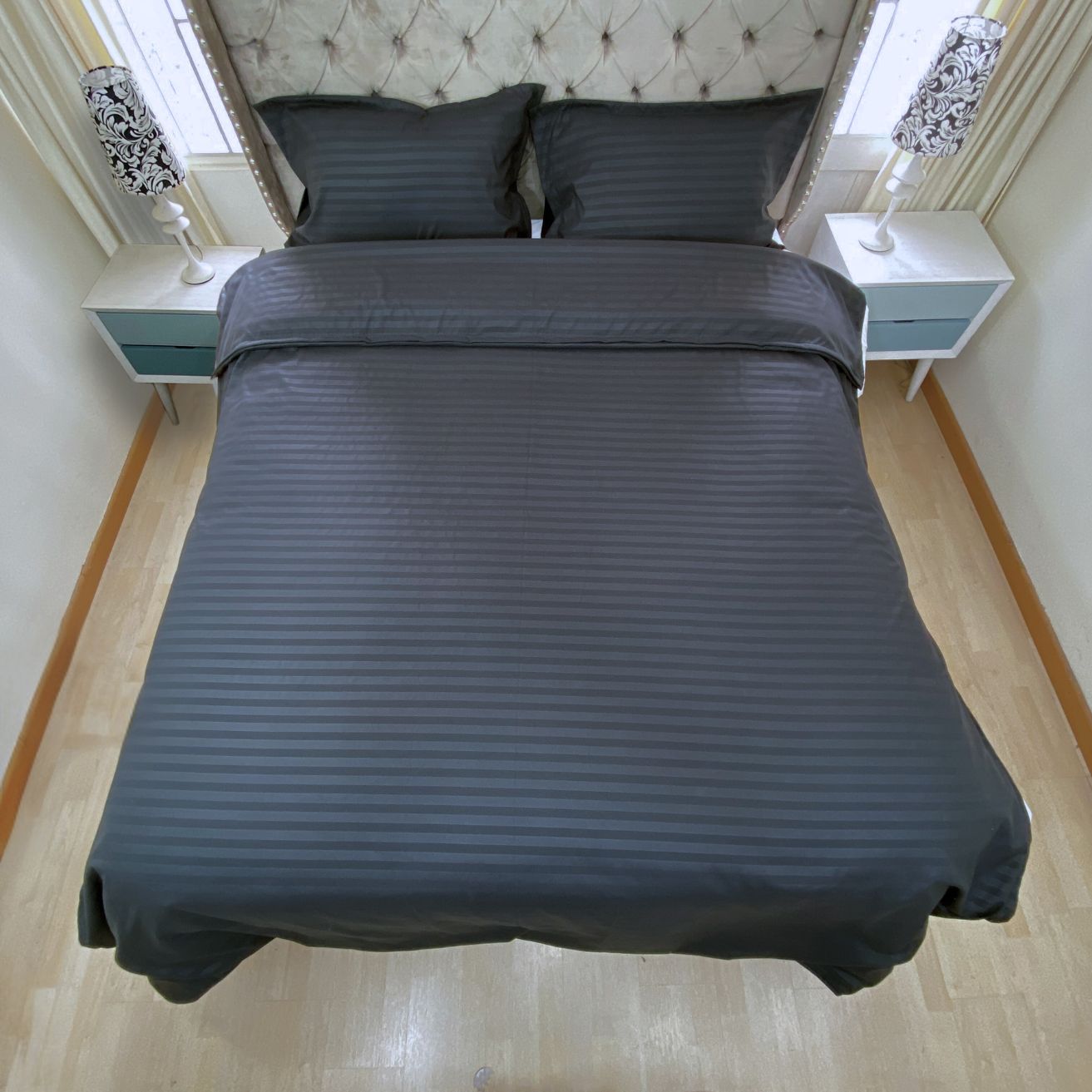 Funda duvet sateen rayas color negro 235 gramos Mindy