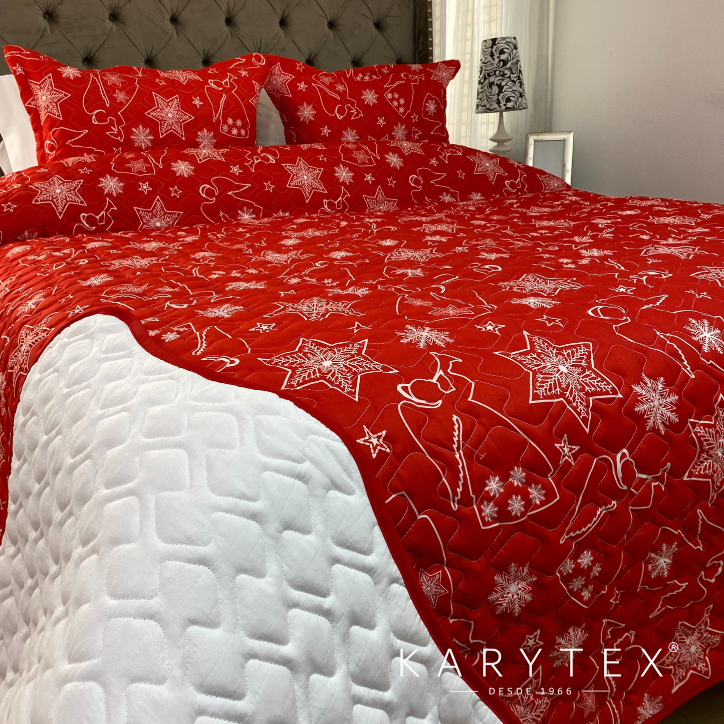 Edredón Navidad ARCANGEL ROJO doble faz con unicolor BLANCO. Incluye funda(s) de almohadones decorativos (Copia) (Copia) (Copia)