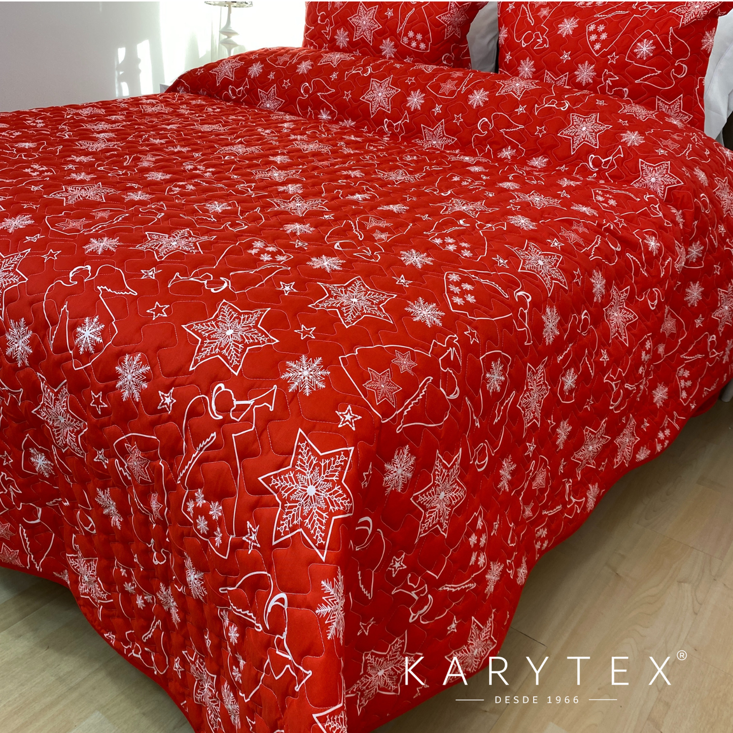Edredón Navidad ARCANGEL ROJO doble faz con unicolor BLANCO. Incluye funda(s) de almohadones decorativos (Copia) (Copia) (Copia)