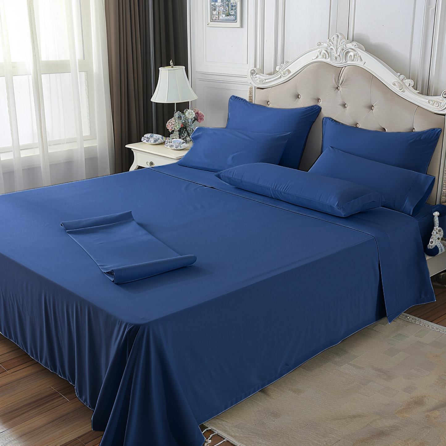 Juego de sabanas liso unicolor color Navy
