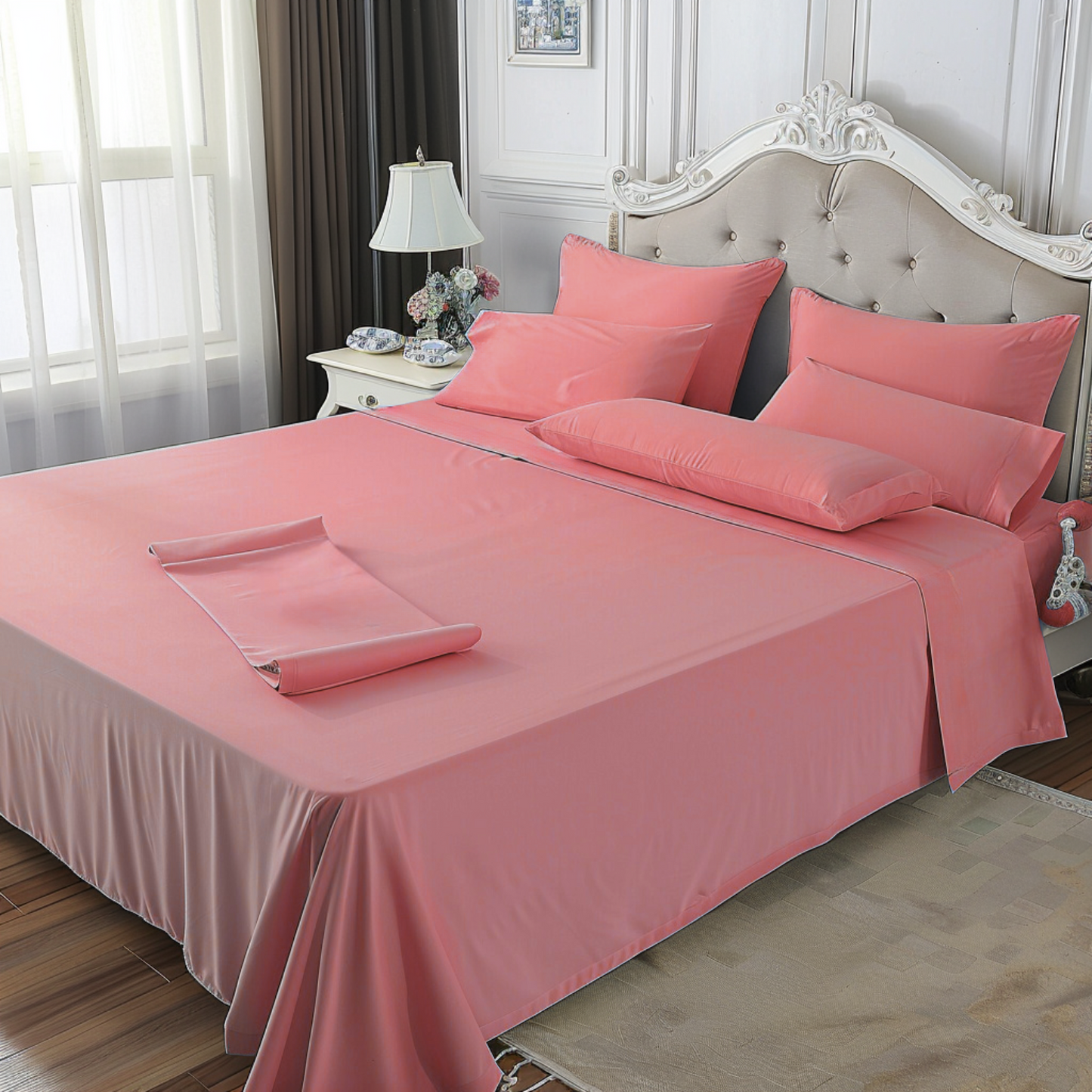 Juego de sabanas liso unicolor color Rosa