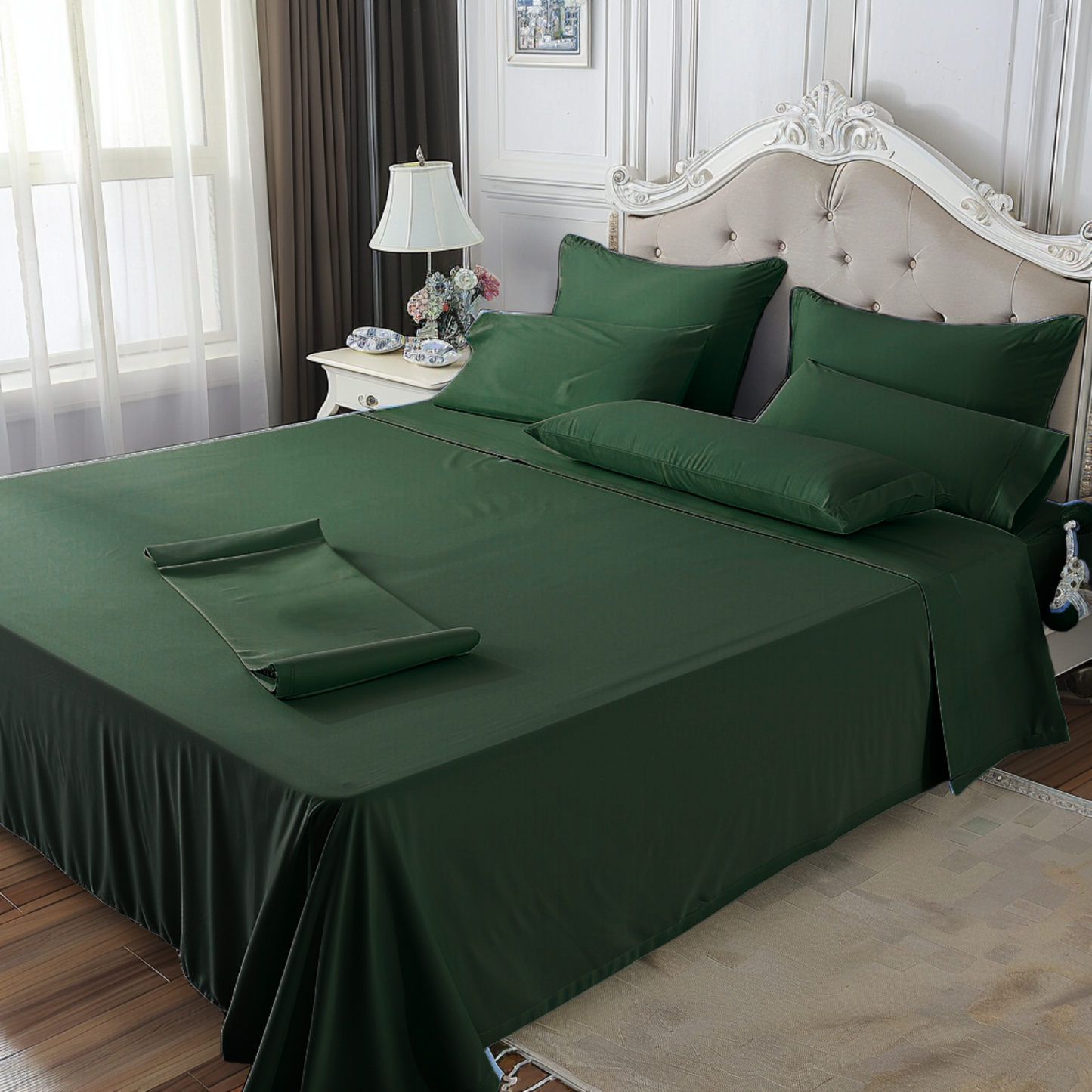 Juego de sabanas liso unicolor color Verde