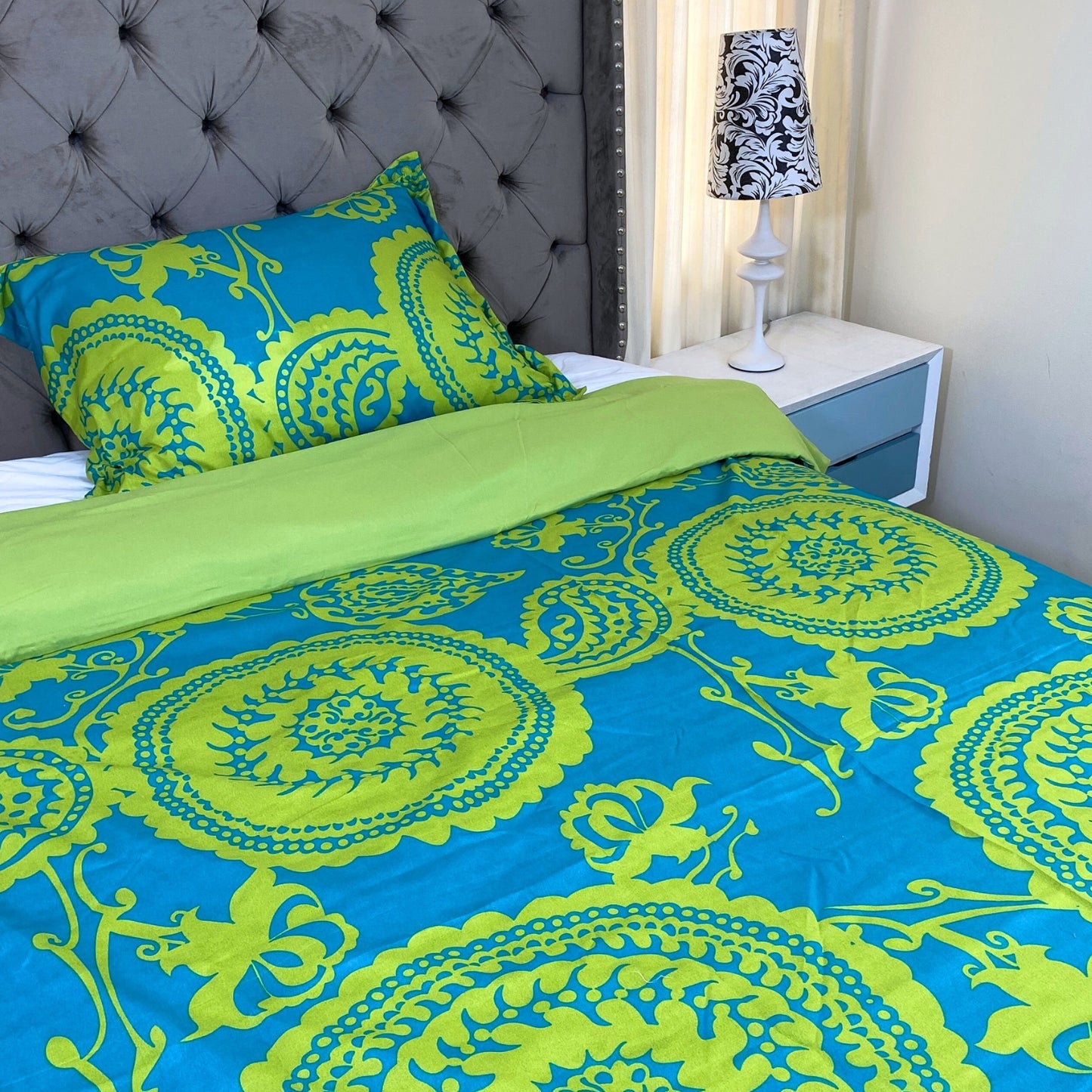 Funda duvet sencillo medallones Verde