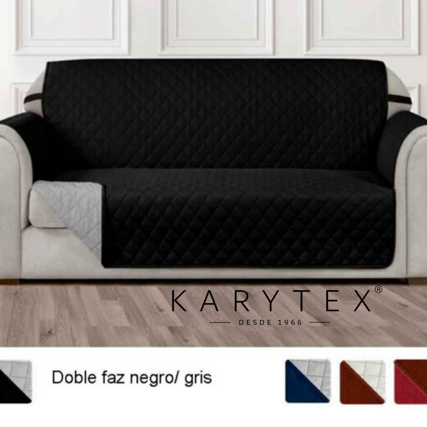 Protector de sofá acolchado doble faz negro-gris