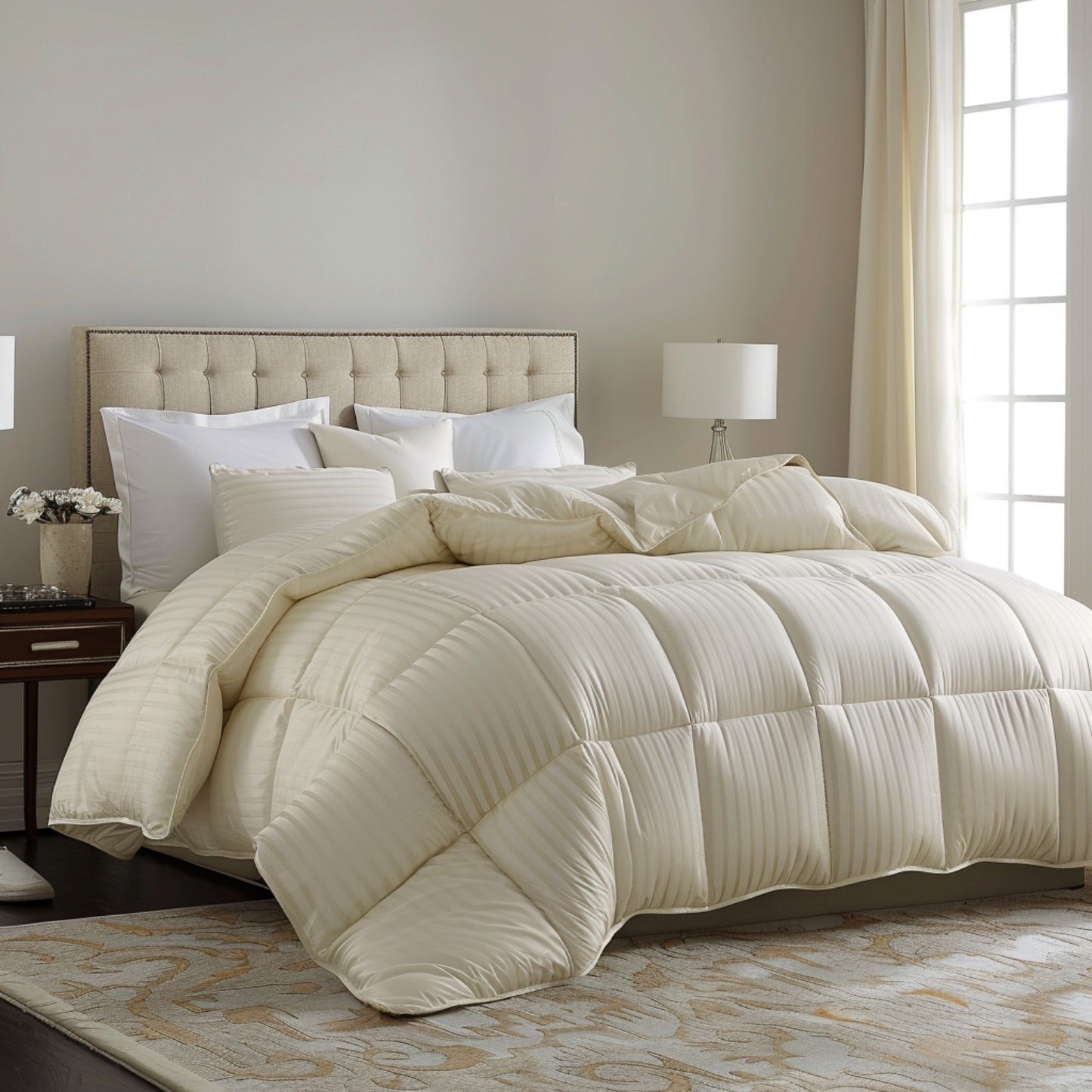 Plumón rayas sateen stripe color Beige