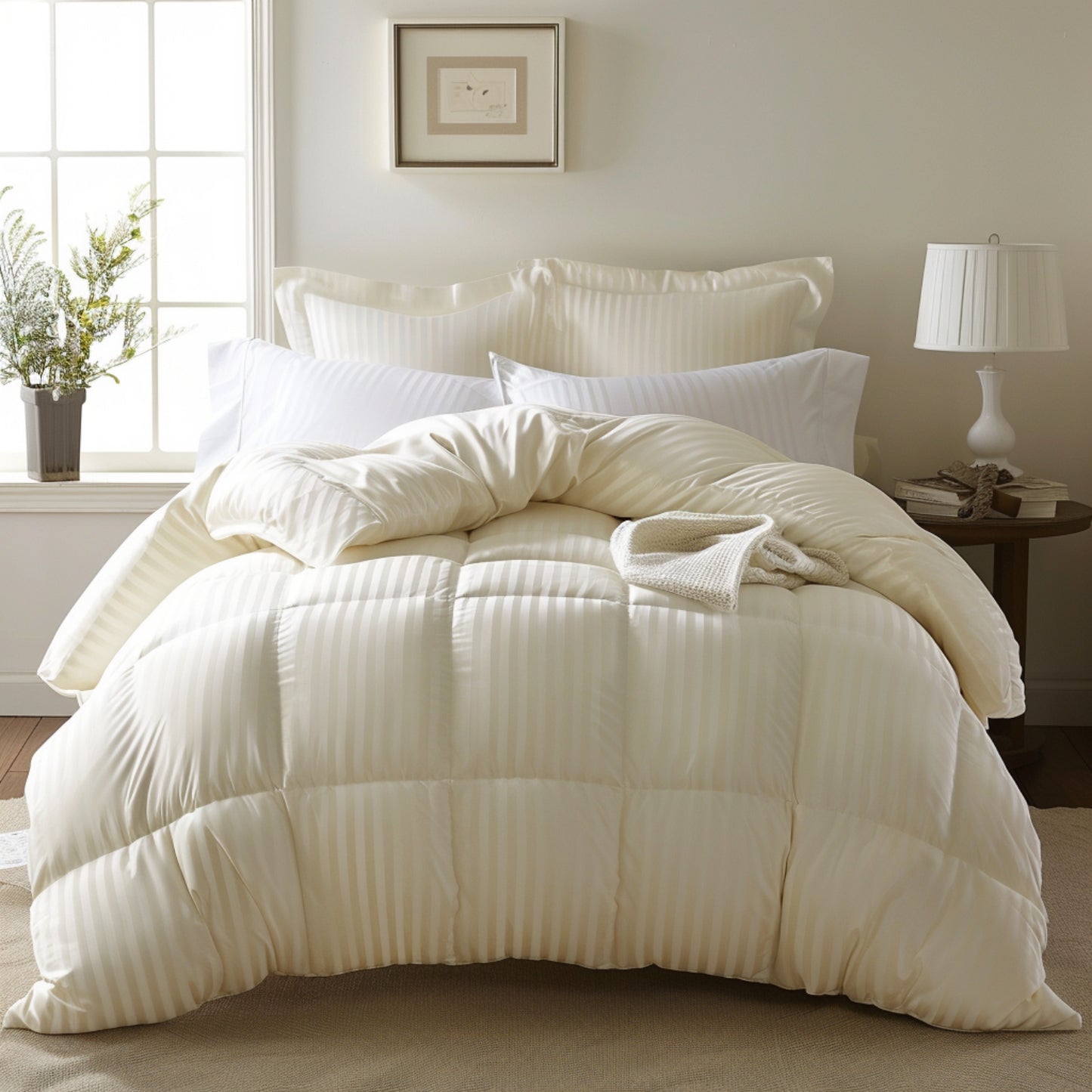 Plumón rayas sateen stripe color Beige